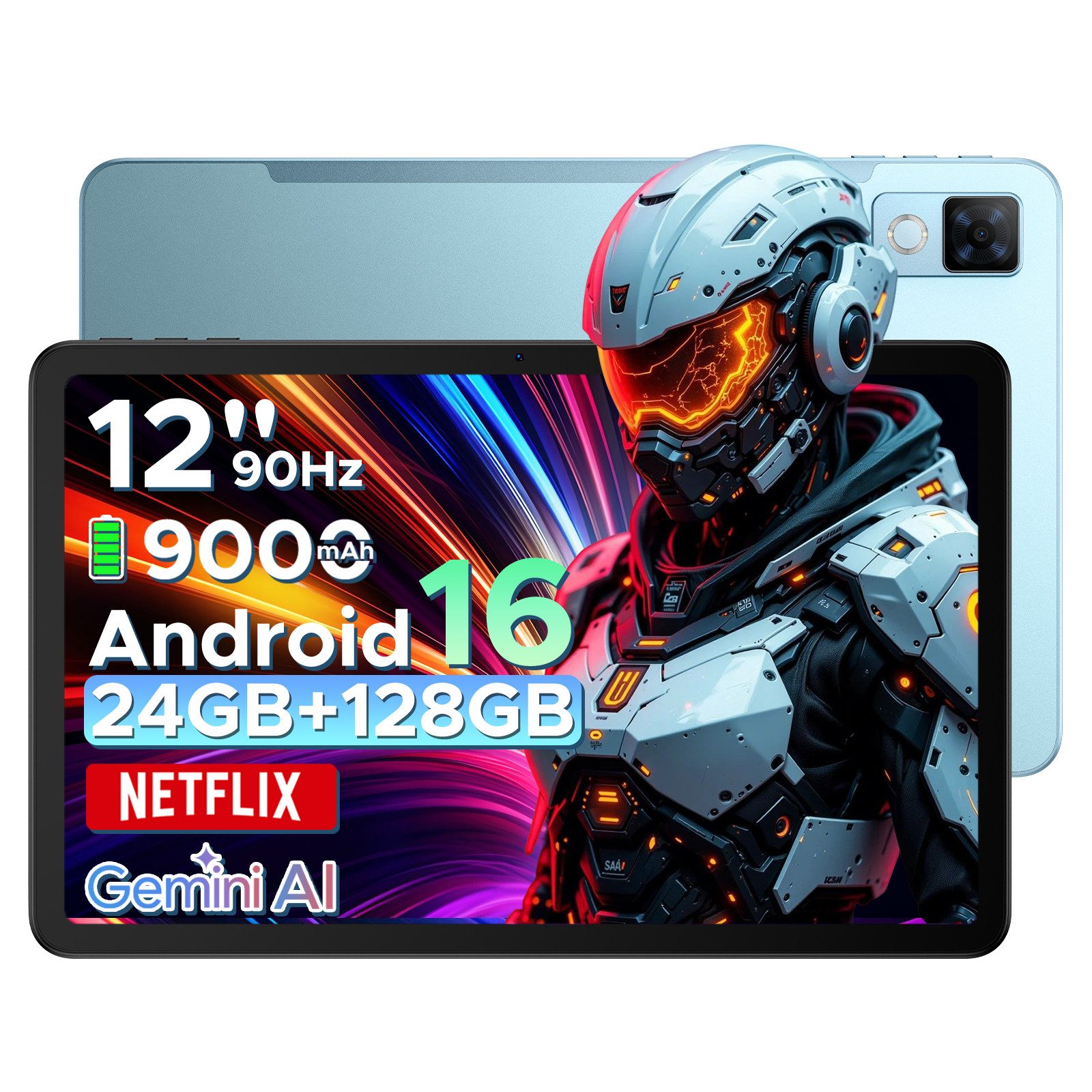 DOOGEE U12 Android 16 Tablet 12 Zoll, 9000mAh, 90Hz, 6GB RAM+128GB/2TB Tablet (12", Android 16, Wifi, Wifi, 13MP+8MP Kameras, ultradünn 7,8mm, WiFi5, GPS, Face ID, OTG, FM)