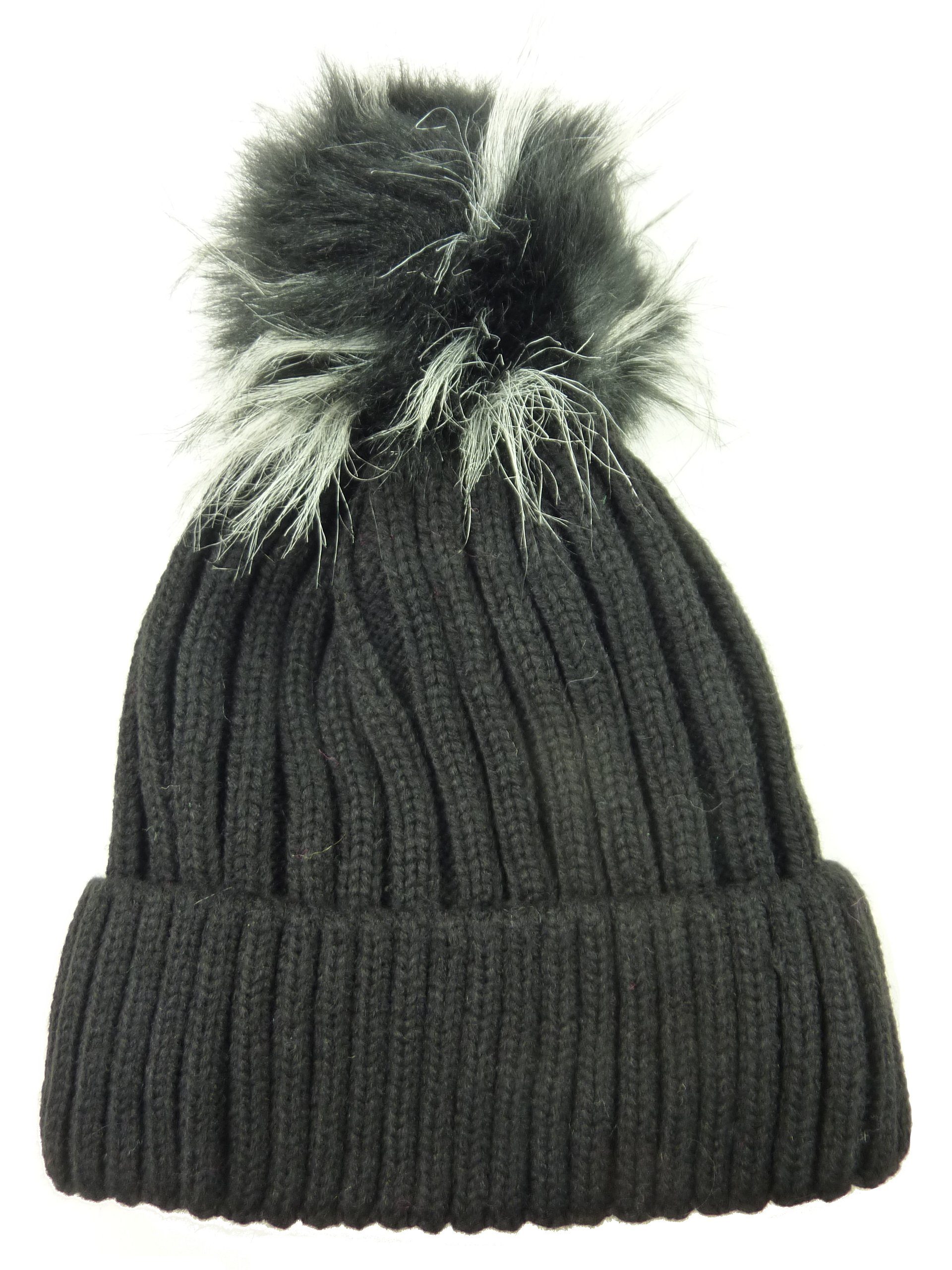 Taschen4life Bommelmütze Mütze mit großem Bommel 1350 Dylon2 Strickmütze im Rippstrick für Damen, Herren, Kinder