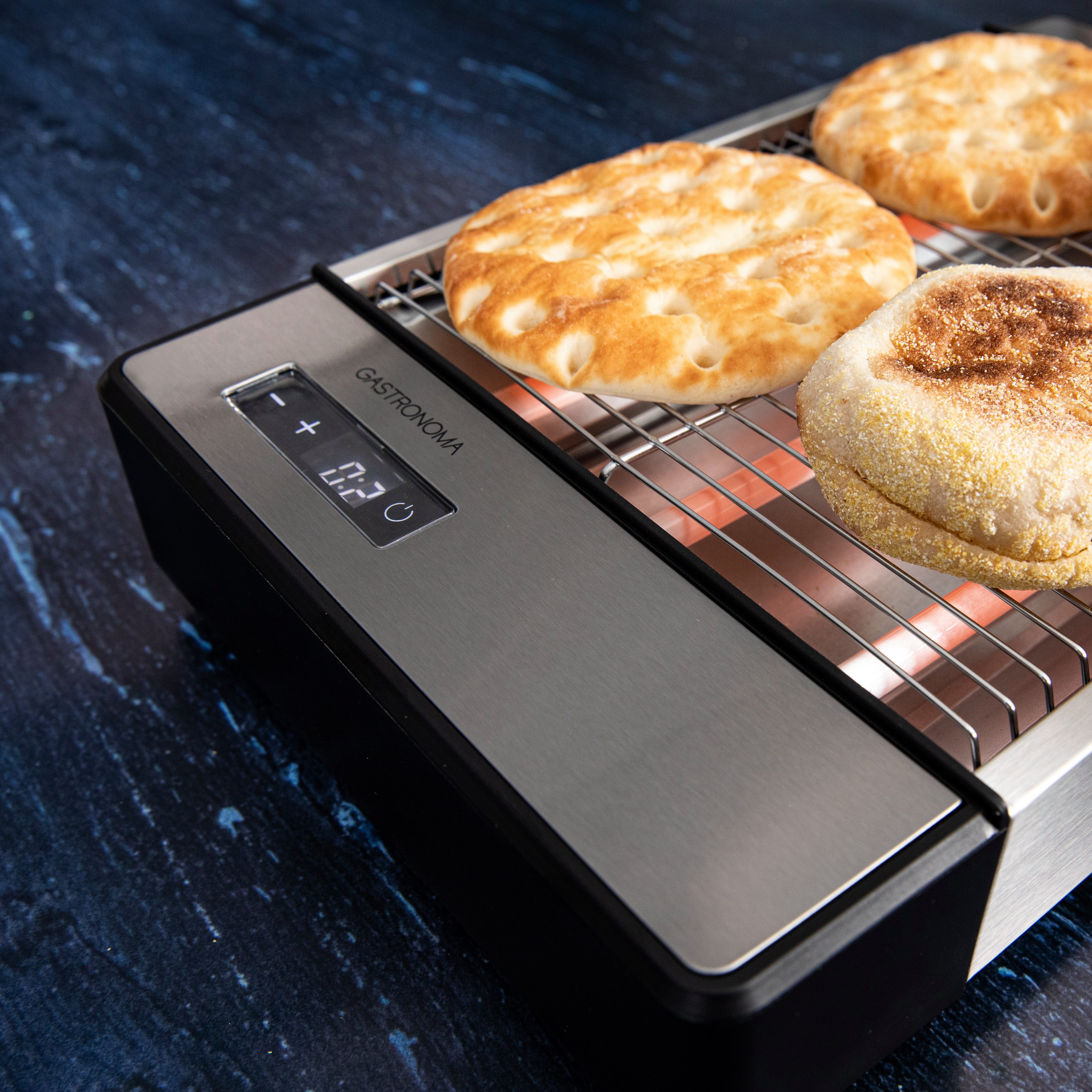 GASTRONOMA Toaster 18140003, Flachbett-Toaster, 920 W, Quarz-Heizelemente, Krümelschutz, Timer, Signalton, Abschaltautomatik