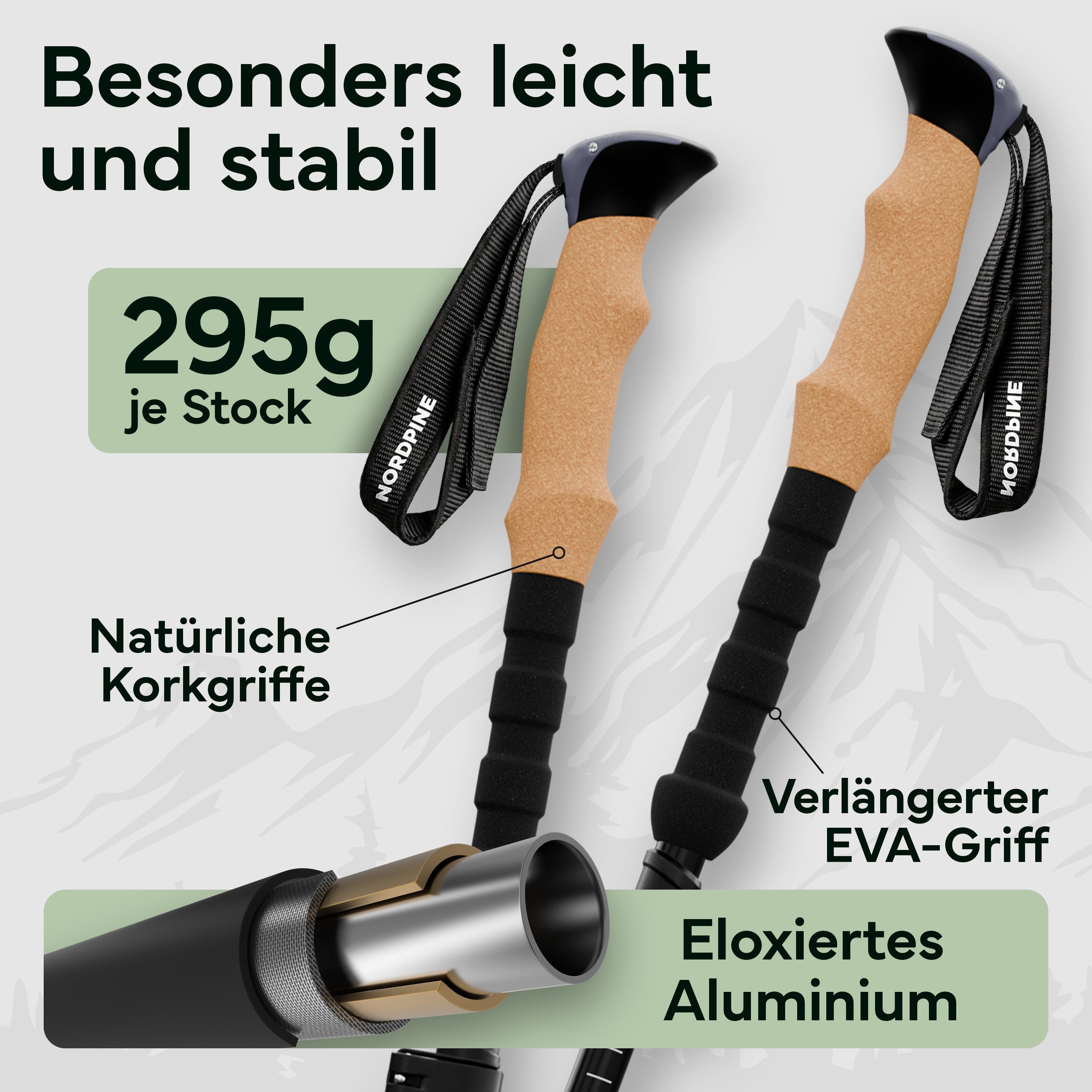 NEOLYMP Wanderstöcke Faltbare Wanderstöcke aus Carbon & Aluminium Ultraleicht, Faltbares Design und Kompakt verstaubar