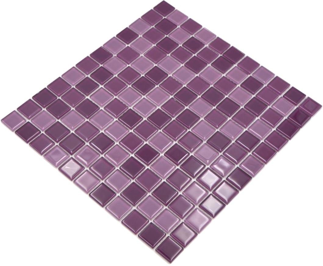 Mosani Mosaikfliesen Fliesen lila BAD Mosaik Küche violett WAND WC Glasmosaik