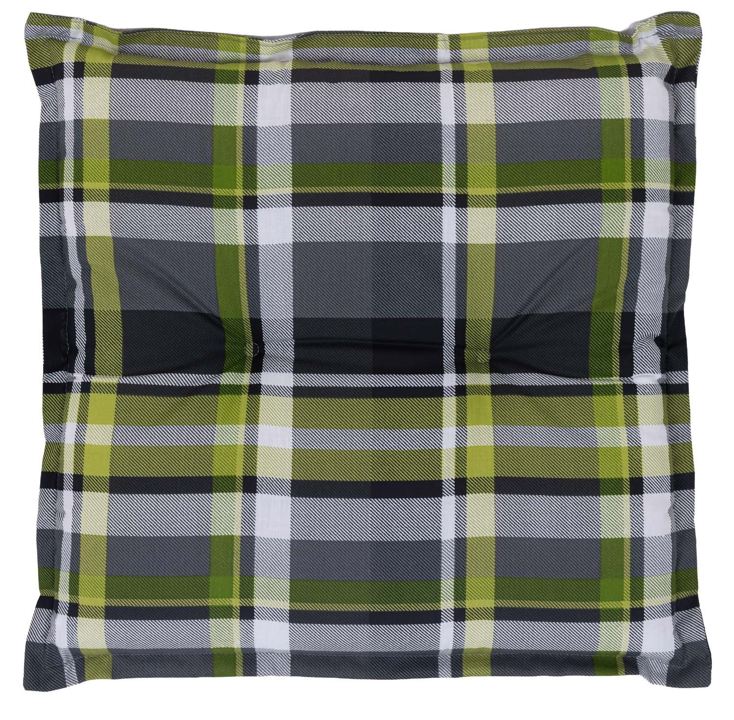 Sun Garden Polsterauflage Hocker Naxos 10460-210 grün-grau kariert 51x51x6 cm Sun Garden, (1 St)