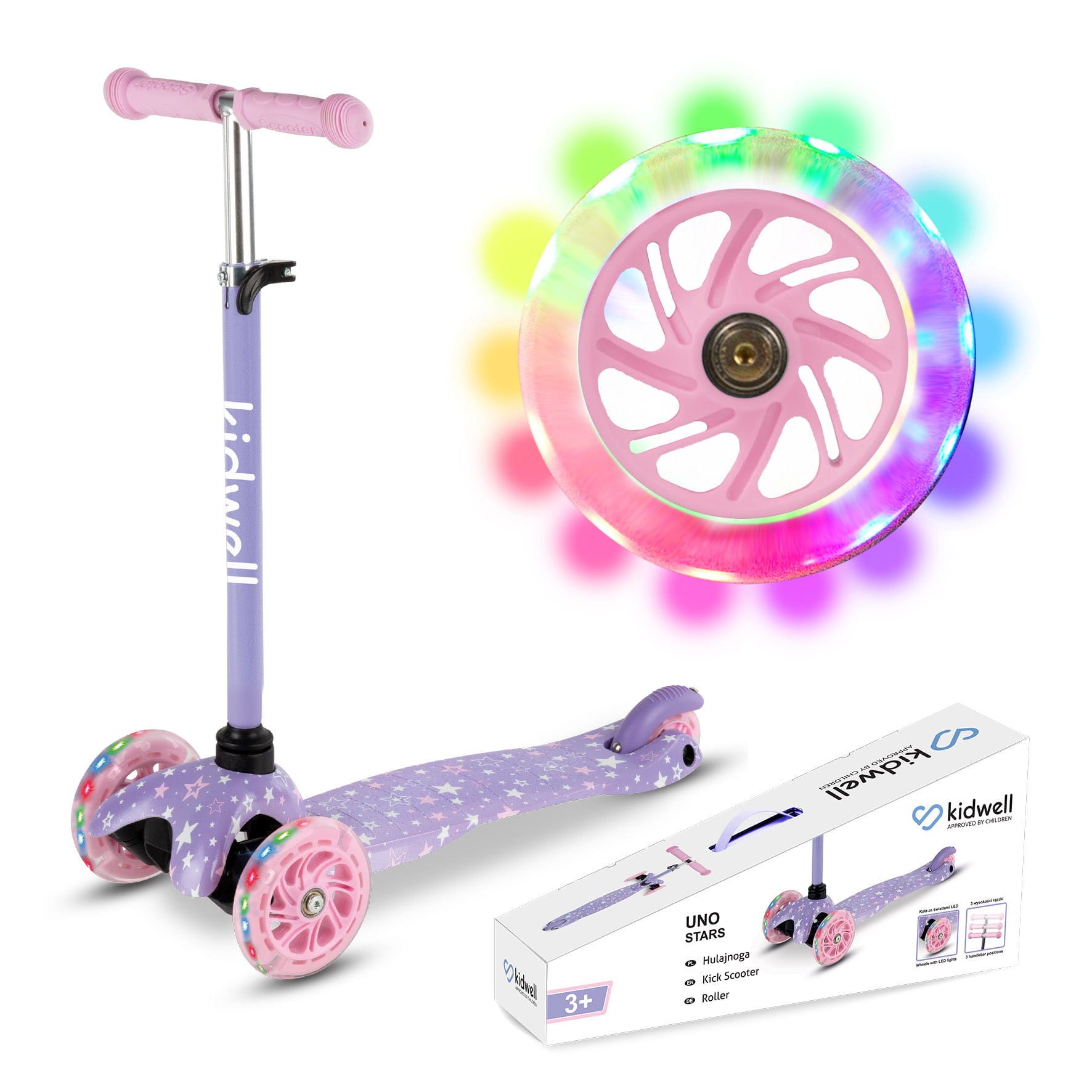 COIL Dreiradscooter Kinderroller, Tretroller, Dreirad-Balance-Roller, Cityroller, 10 km/h, ABEC-7-Lager, 3-stufige Lenkradverstellung, LED-Räder von COIL