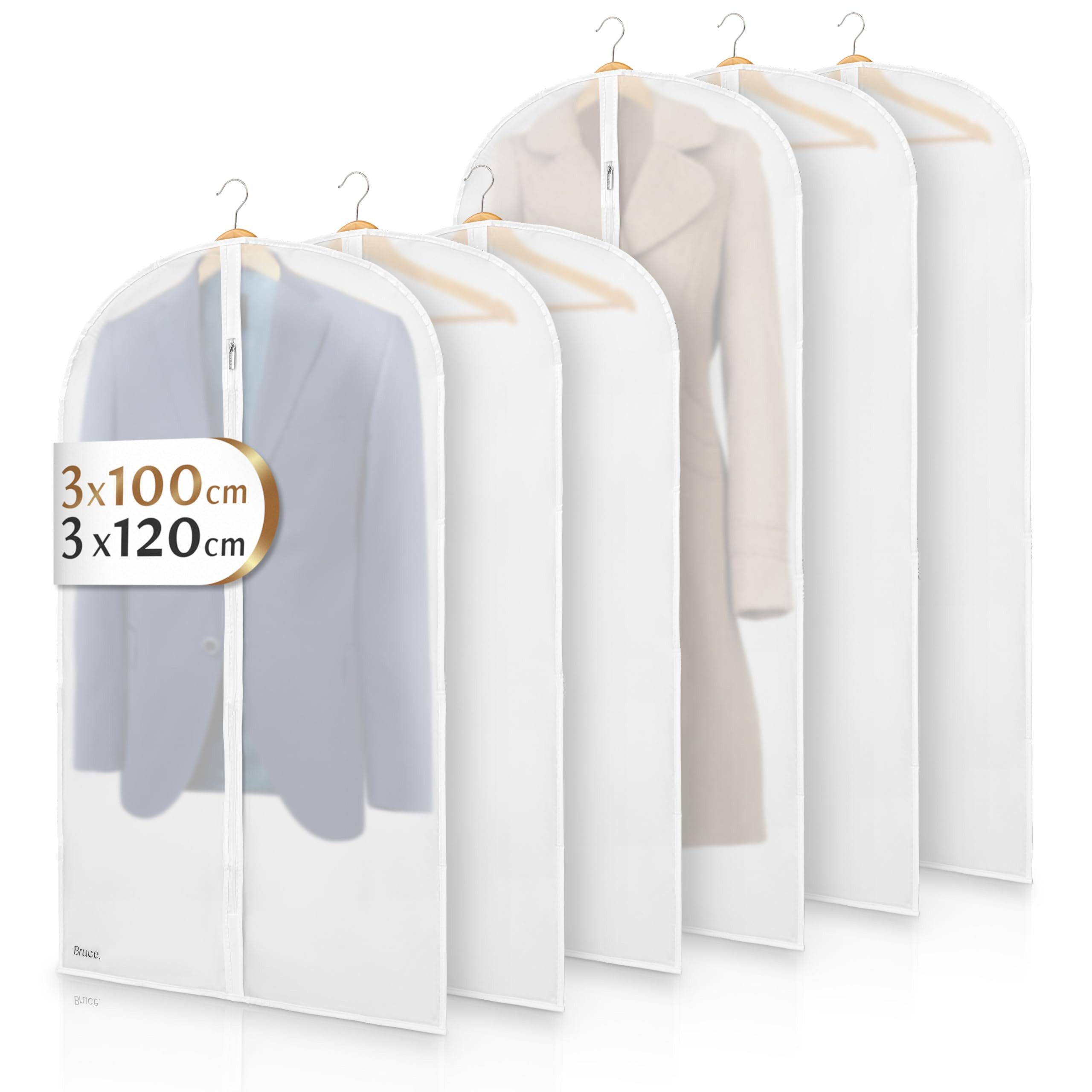 Bruce Kleidersack Hochwertige Kleiderhülle für Mäntel, Jacken, Kleider & Anzug (Atmungsaktive Anzugtasche Reisetasche, Kleiderhüllen Transparente PEVA)