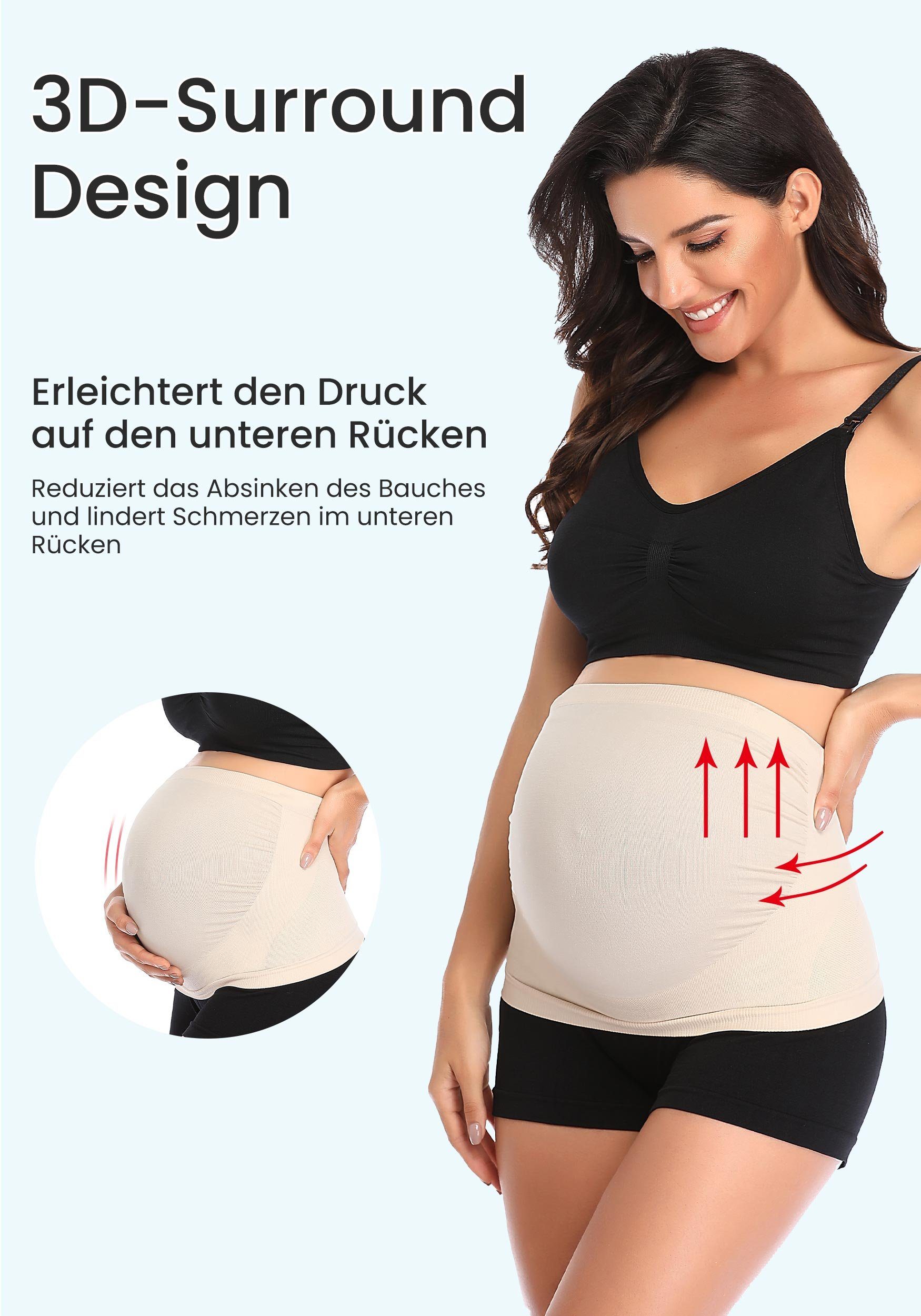 MAGICSHE Schwangerschaftsgürtel Atmungsaktiver Stretch-Rückenstützgürtel Schwarz