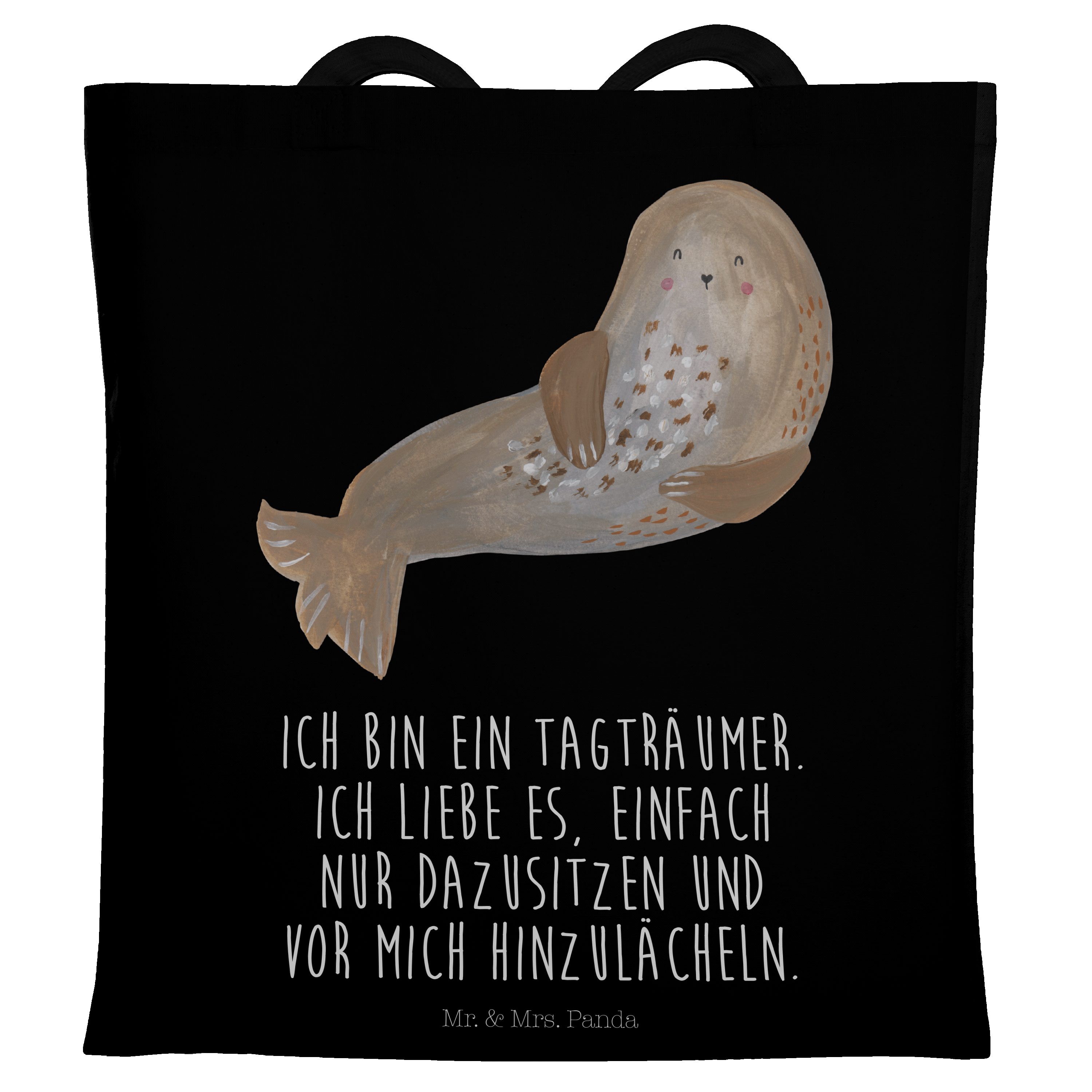 lachend Mr. - Einkaufstasche, Robbe Tragetasche Strand, G - Schwarz Panda & Mrs. Geschenk, Ostsee, (1-tlg)