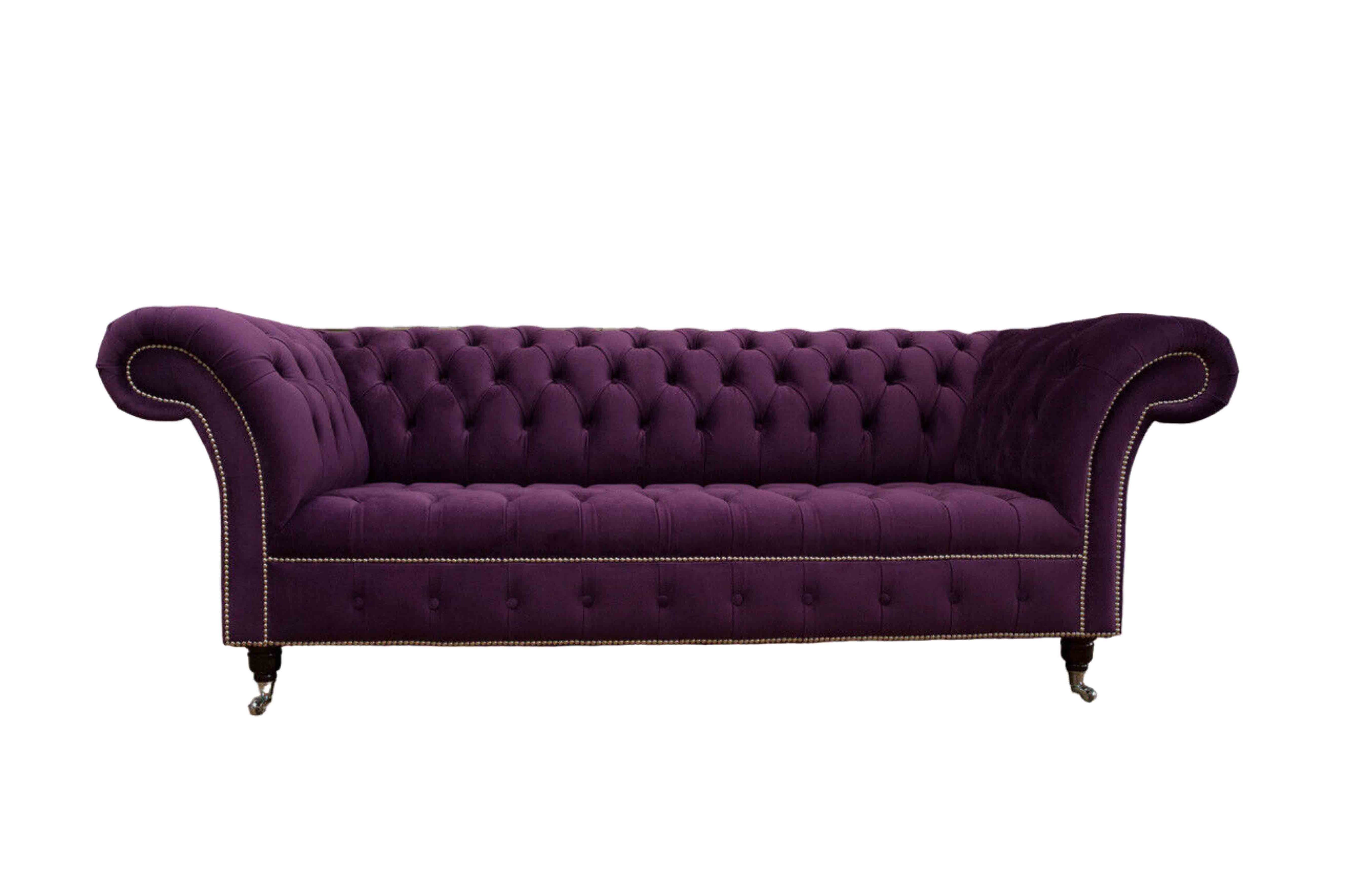 Xlmoebel Chesterfield-Sofa Lila 3-Sitzer Designer Sofa aus Textilstoff, 1 Teile, Made in Europa