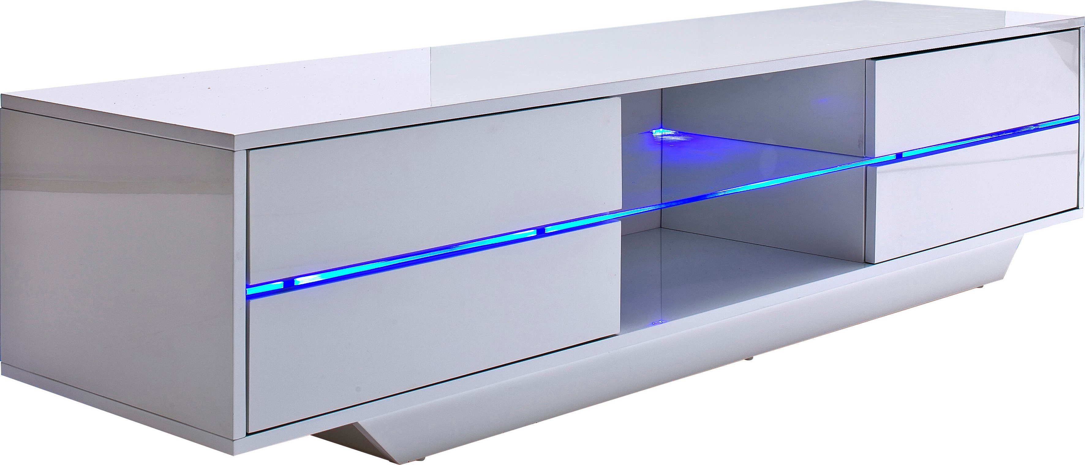 MCA furniture Lowboard Blues, mit LED Beleuchtung weiß hochglanz