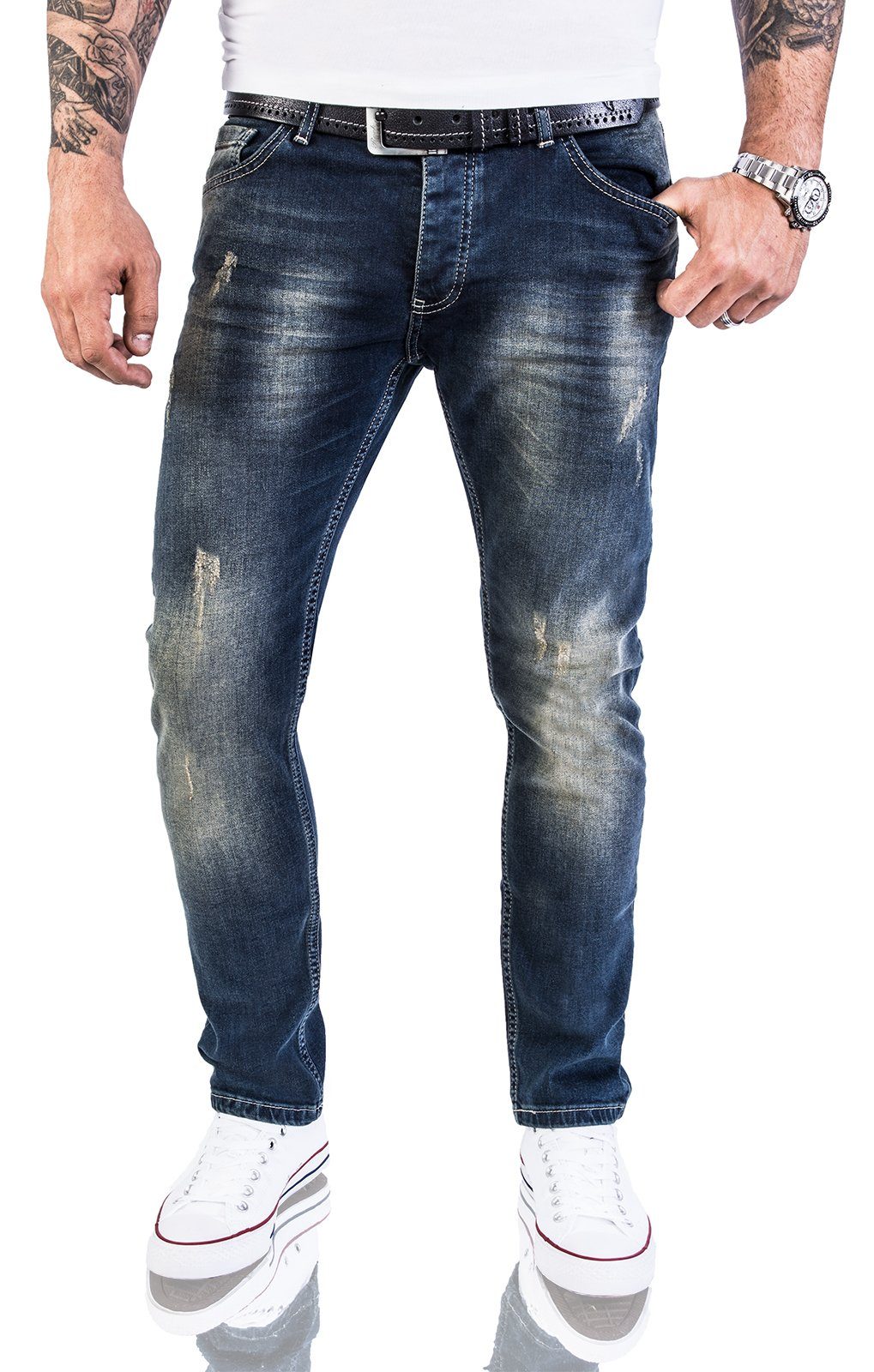 Slim-fit-Jeans Herren Jeans Slim Fit Blau M21