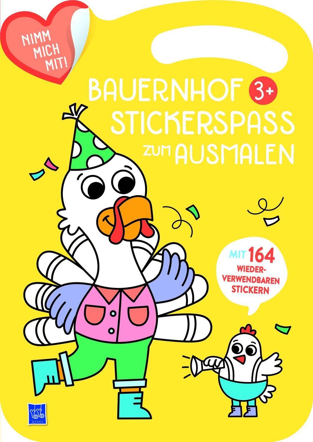Bauernhof Stickerspaß zum Ausmalen 3+ (Cover gelb, Truthahn) / diverse