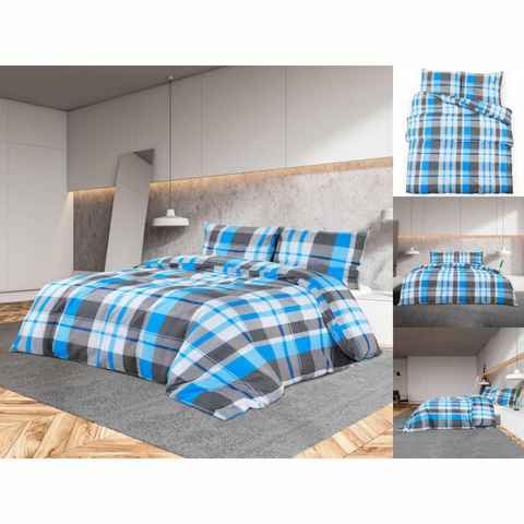 Bettwäsche Bettwäsche-Set Blau und Grau 135x200 cm Baumwolle Bettbezug, vidaXL