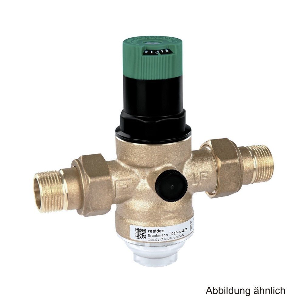 Resideo Rohrverbinder Resideo Druckminderer, Siebtasse klar, L=105mm, D06F-LFA 1 1/4" Ms. bl