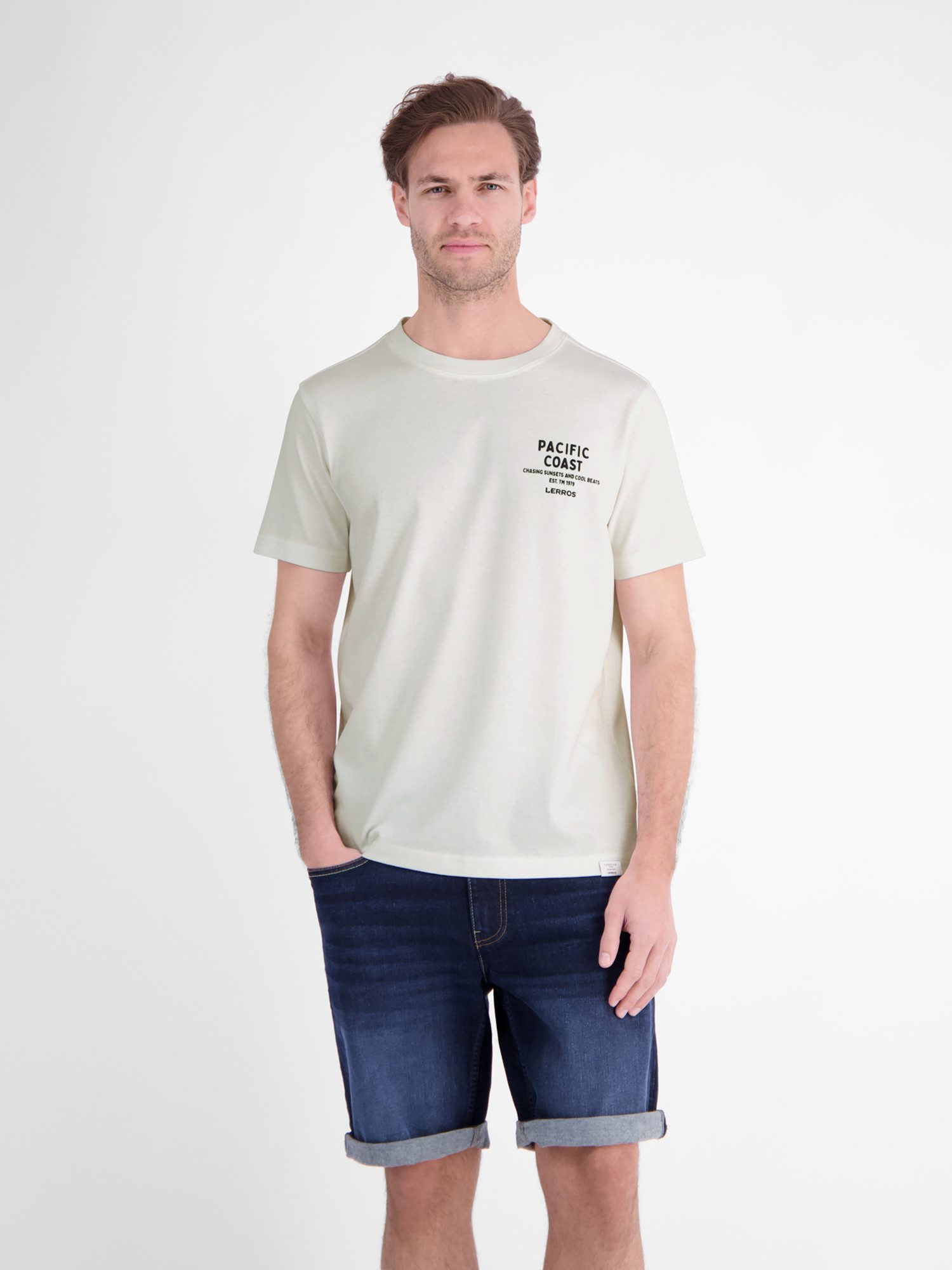 LERROS T-Shirt Sportliches T-Shirt aus Baumwolle mit Brust- und Rückenprint