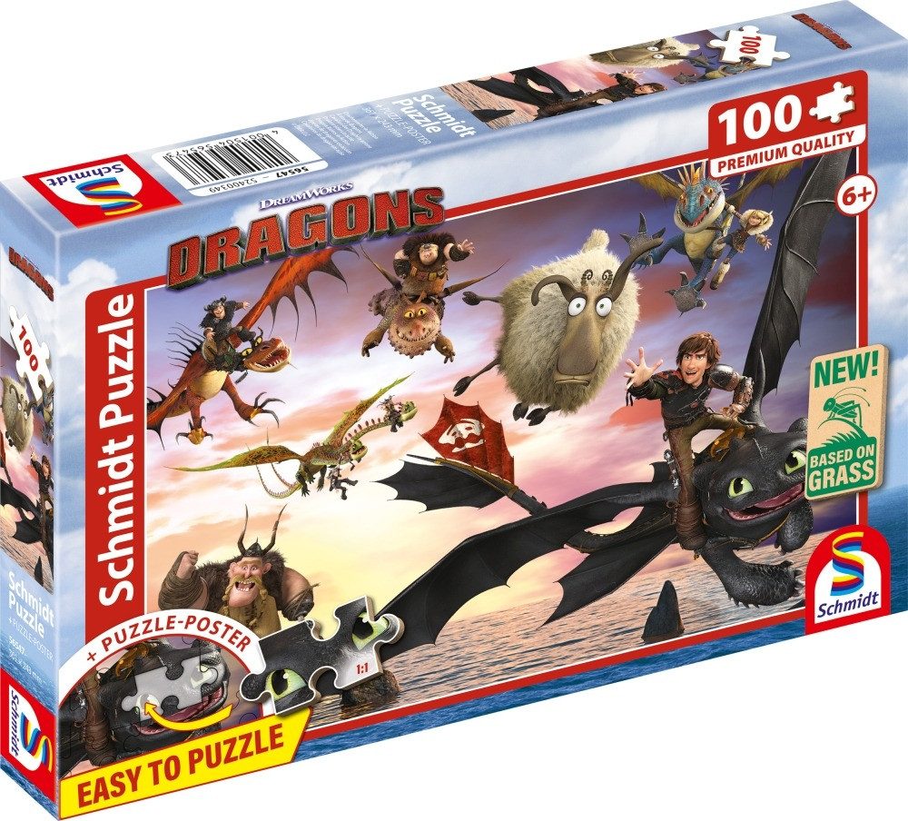 Schmidt Spiele Пазлы Kinderpuzzle DreamWorks Dragons Drachenreiter in Aktion 36,1x24,3cm, Пазлыteile
