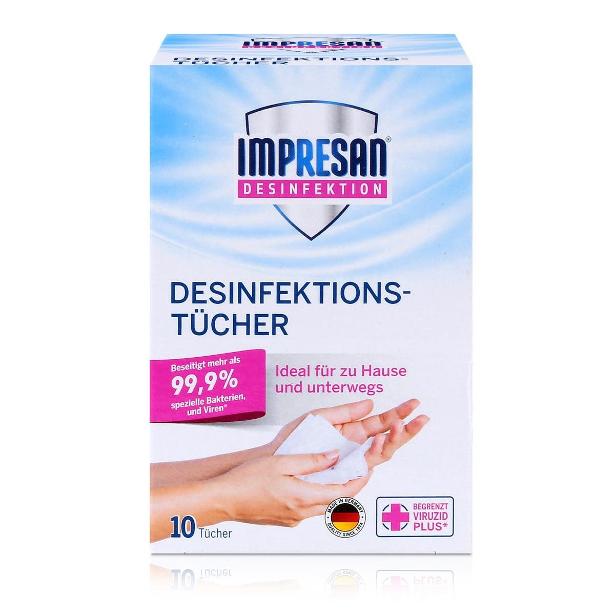 Handseife Impresan Desinfektions-Tücher 10 stk. - Ideal für unterwegs (1er Pack)