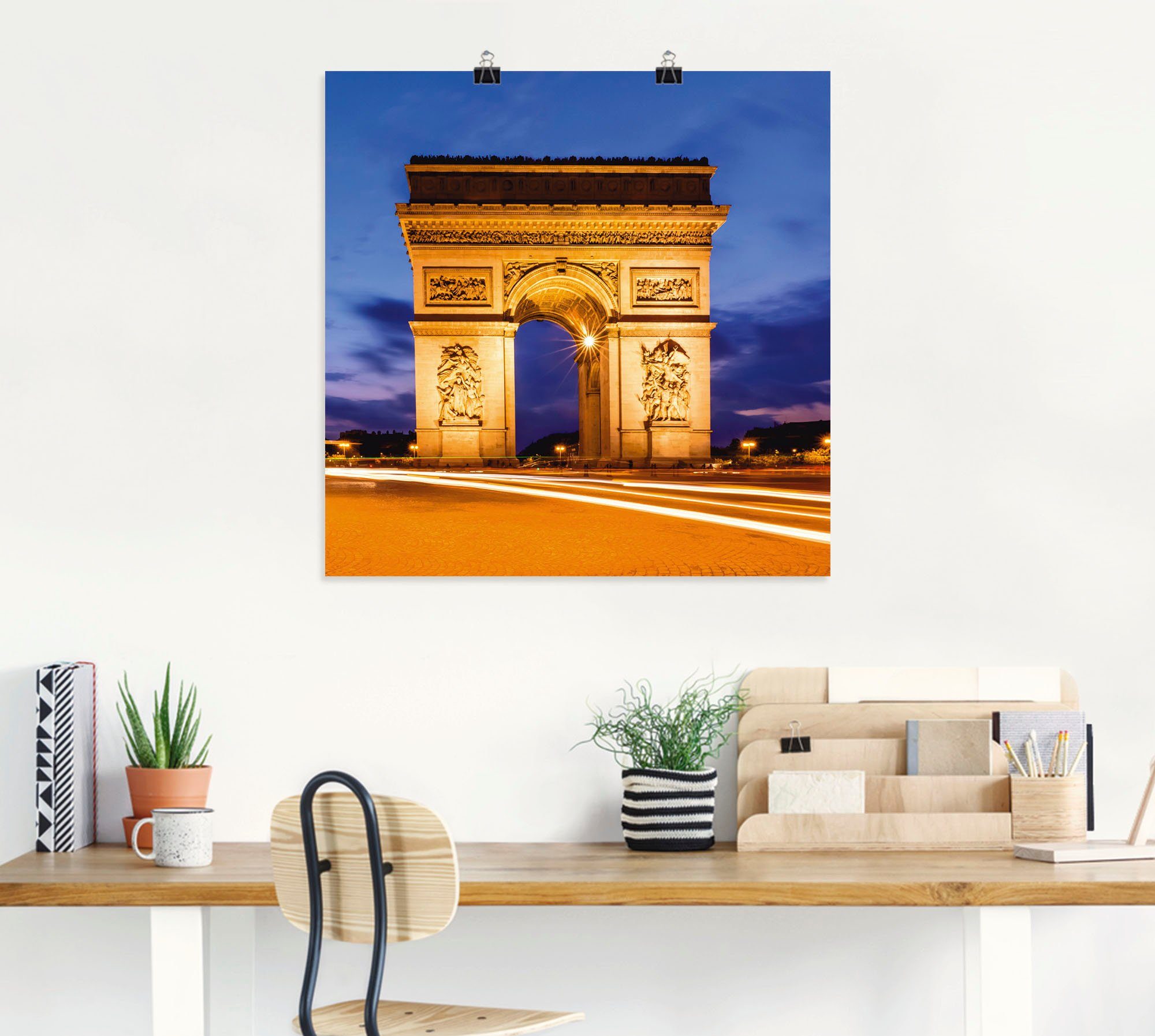 Artland Wandbild »Paris Triumphbogen am Abend«, Gebäude (1 Stück), in vielen Größen & Produktarten - Alubild / Outdoorbild für den Außenbereich, Leinwandbild, Poster, Wandaufkleber / Wandtattoo auch für Badezimmer geeignet-HomeTrends