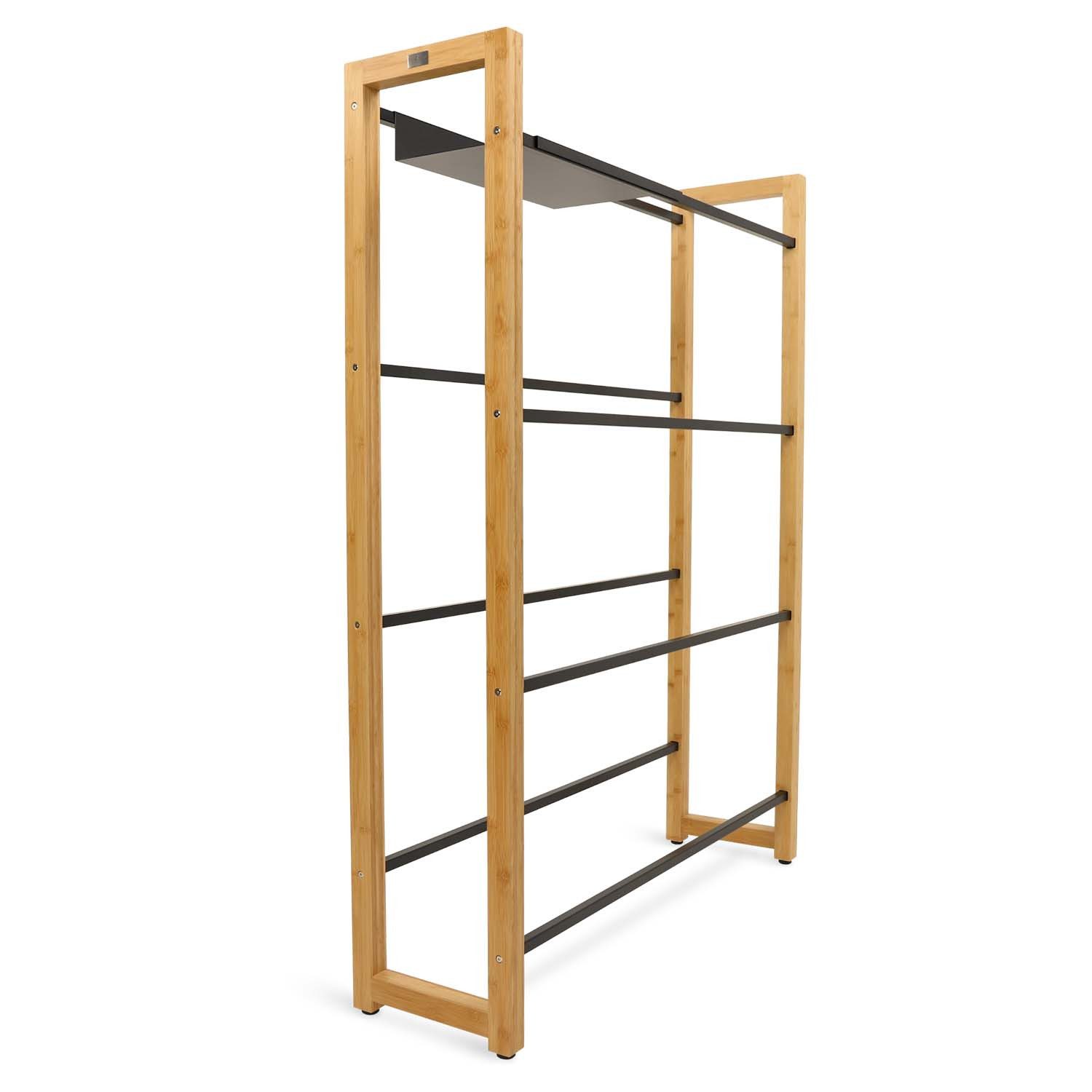 holz4home® Flaschenregal Getränkekistenregal inkl. Ablage - Bambus / Schwarz - 8 Kisten