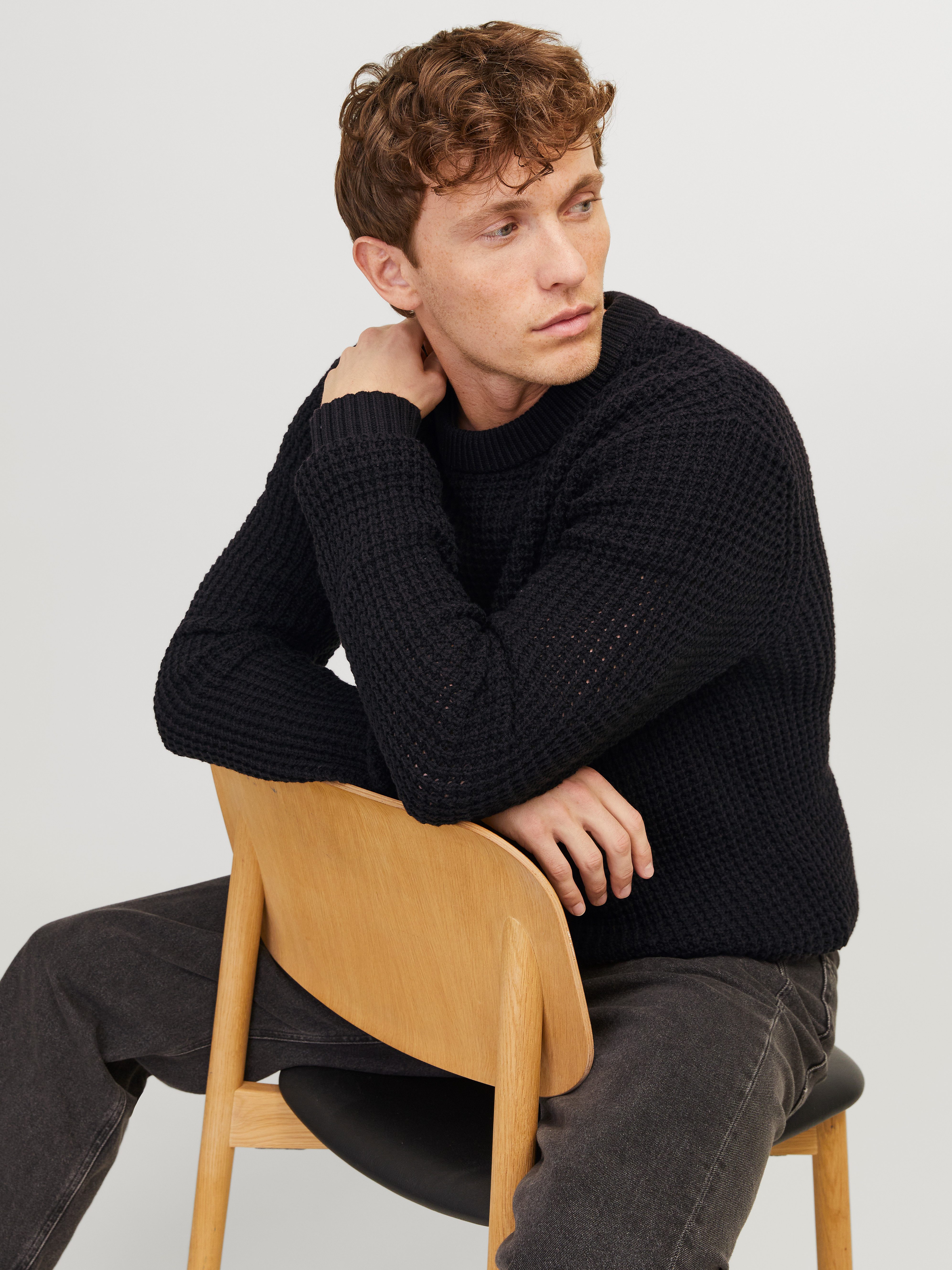 Jack & Jones Rundhalspullover JCOZION KNIT CREW NECK BF mit markanter Struk günstig online kaufen