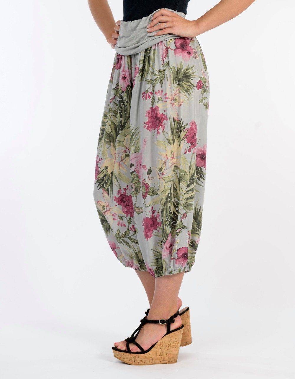 malito more than fashion Haremshose malito Damen Aladinhose mit floralem Muster, Haremshose zum Tanzen, Aladinhose mit floralem Muster Einheitsgröße