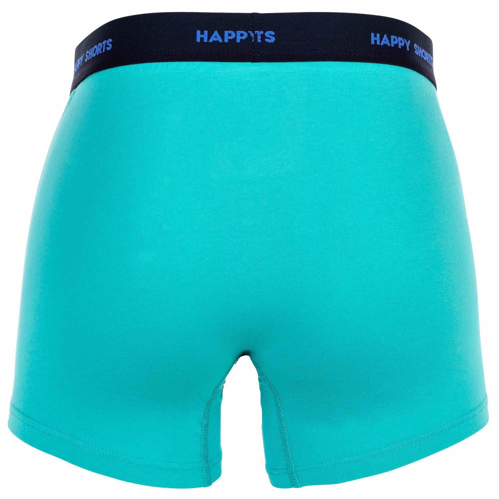 3er HAPPY Jersey Herren Boxershorts, Boxer - SHORTS Blau/Orange/Türkis Pack Retro