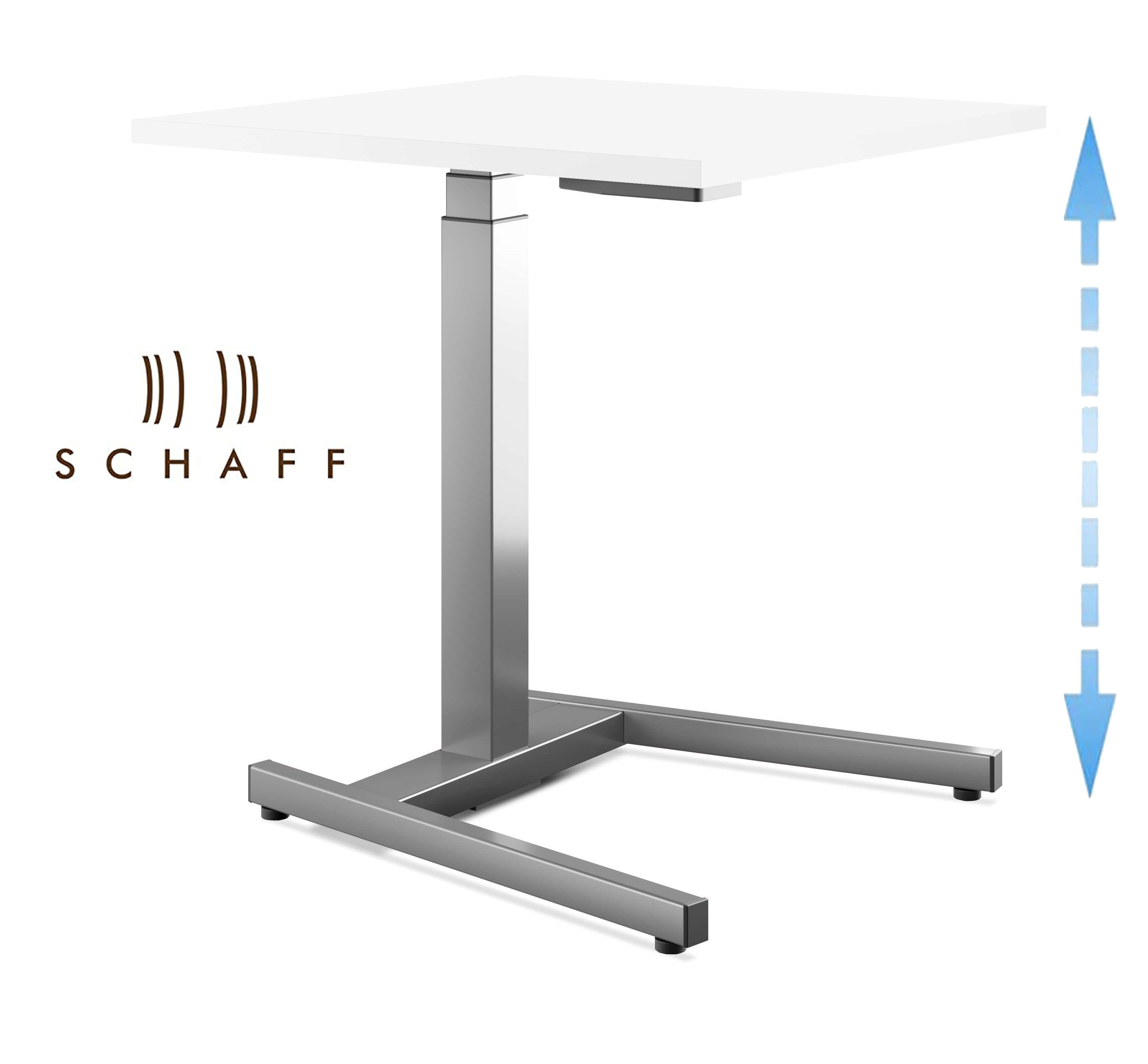 Schaff Schreibtisch Master, mit Gasfeder, 68 bis 118 cm, 100x65 cm, inkl. Doppelrollen Silber