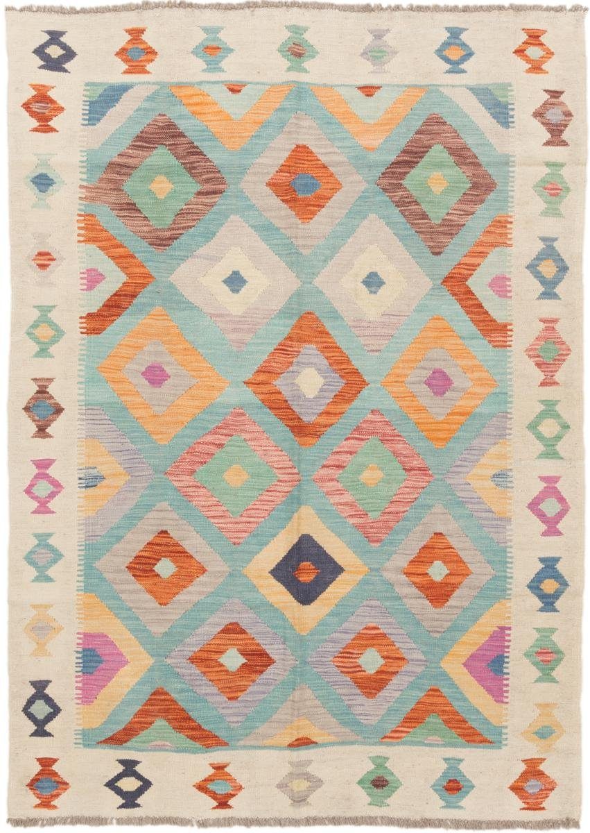 Orientteppich Kelim Afghan 146x207 Handgewebter Orientteppich, Nain Trading, rechteckig, Höhe: 3 mm | Kurzflor-Teppiche