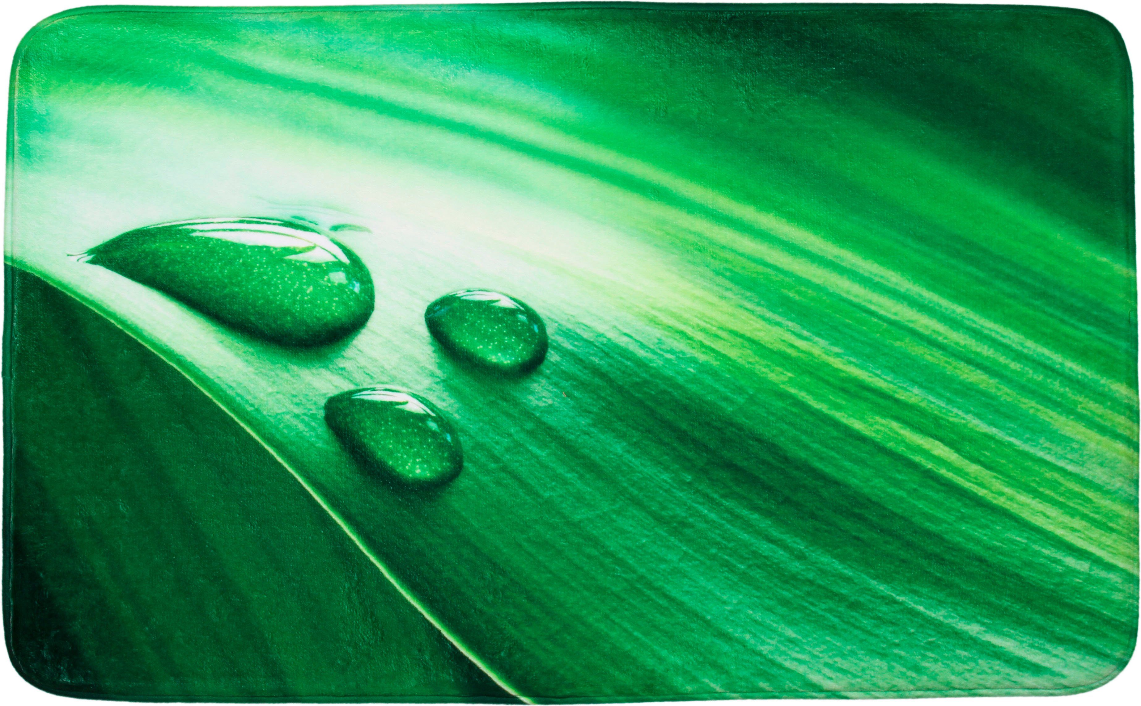 Sanilo Badematte Green Leaf, Höhe 15 mm, schnell trocknend, Polyester, rechteckig, Memory Schaum