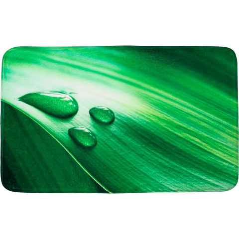 Badematte Green Leaf Sanilo, Höhe 15 mm, schnell trocknend, Polyester, rechteckig, Memory Schaum