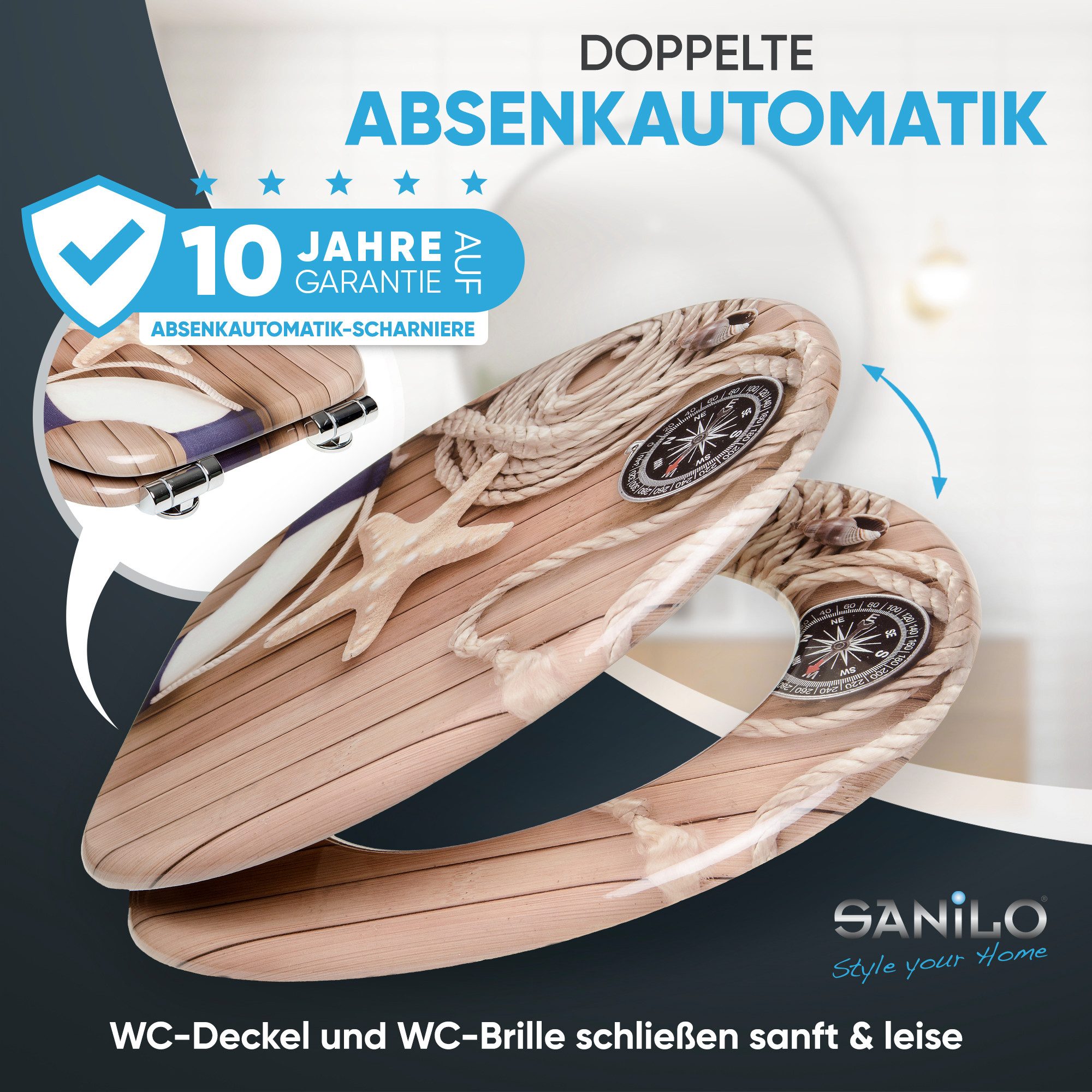 Sanilo WC-Sitz mit Absenkautomatik, viele schöne Toilettensitze direkt vom Hersteller, Premium Toilettendeckel, moderner Klodeckel, leichte Montage