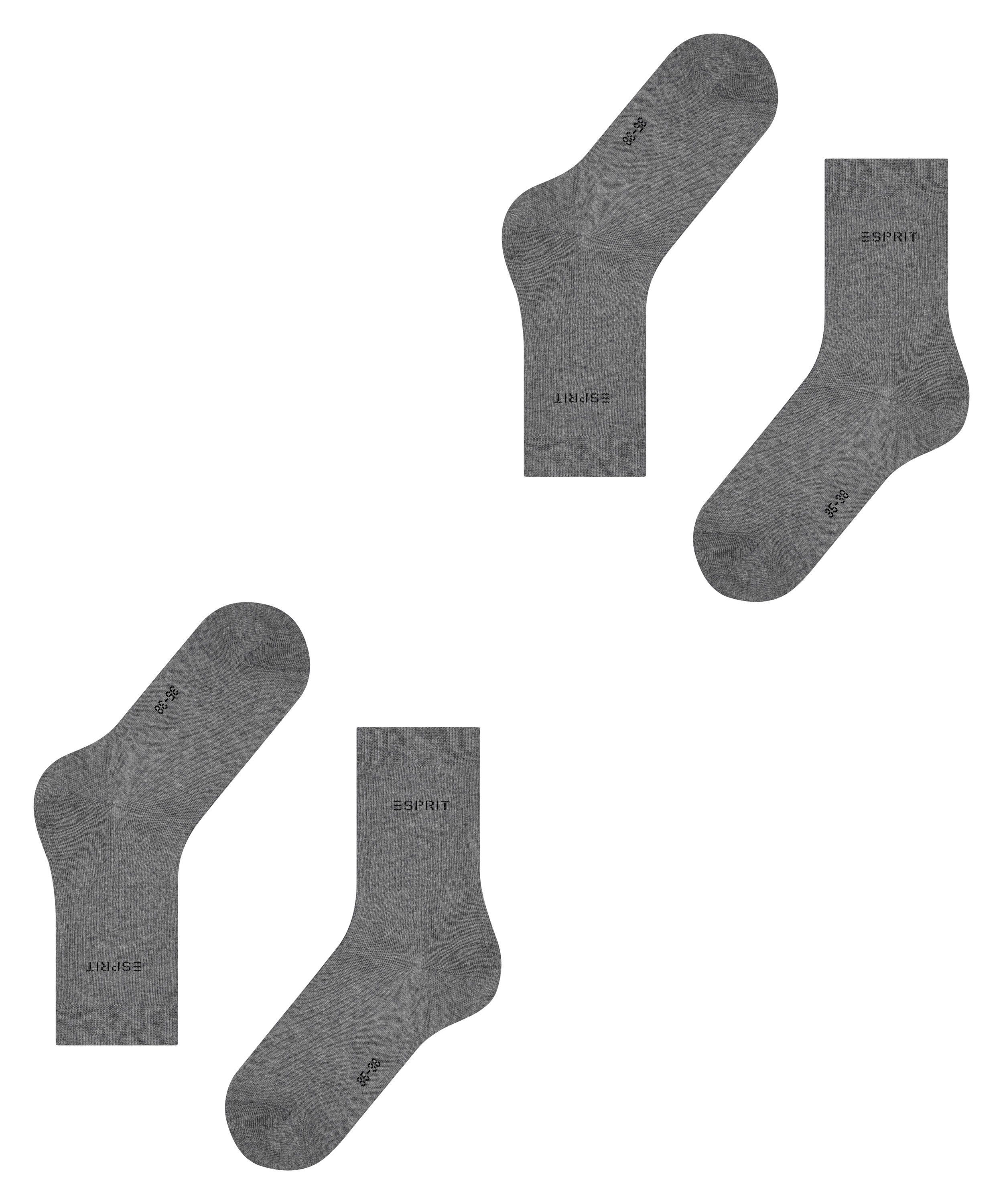 Esprit Socken Uni light (3390) (2-Paar) 2-Pack greymel