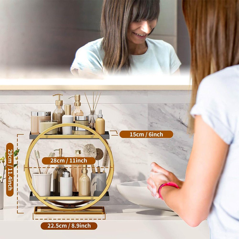 NUODWELL Make-Up Organizer Kosmetik Organizer, 2-stufiger Badezimmer-Theken günstig online kaufen