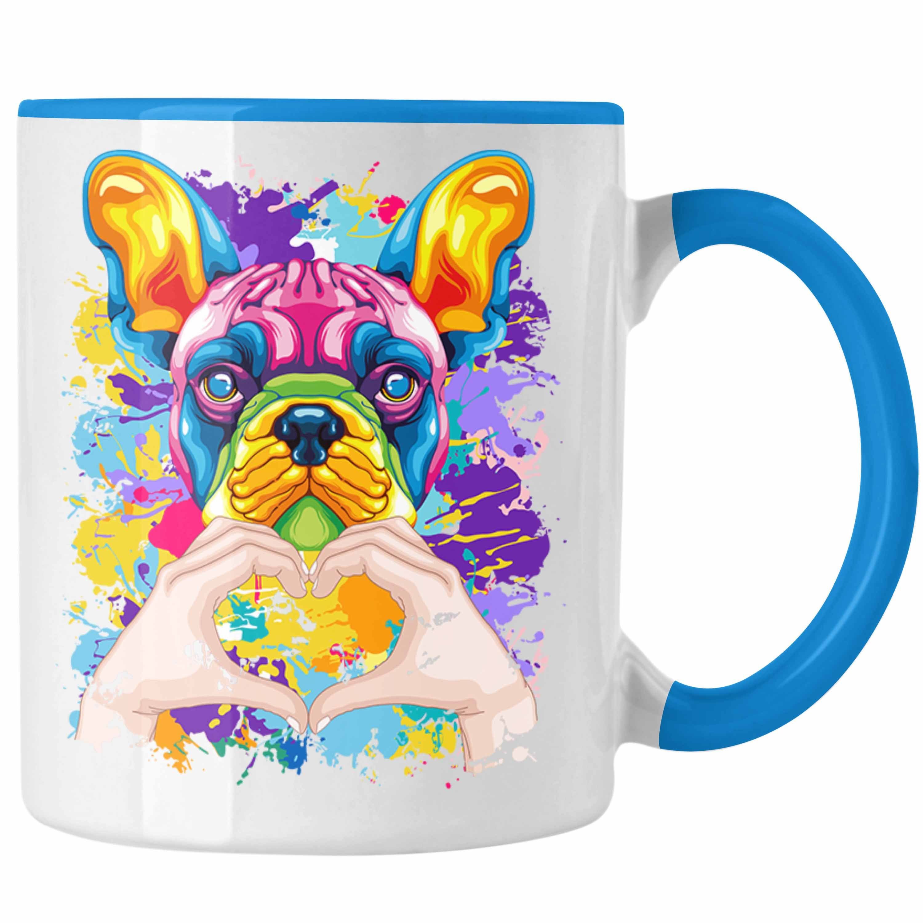 Trendation Tasse Französische Bulldogge Besitzer Farbe Love Tasse Geschenk Lustiger Spr Blau