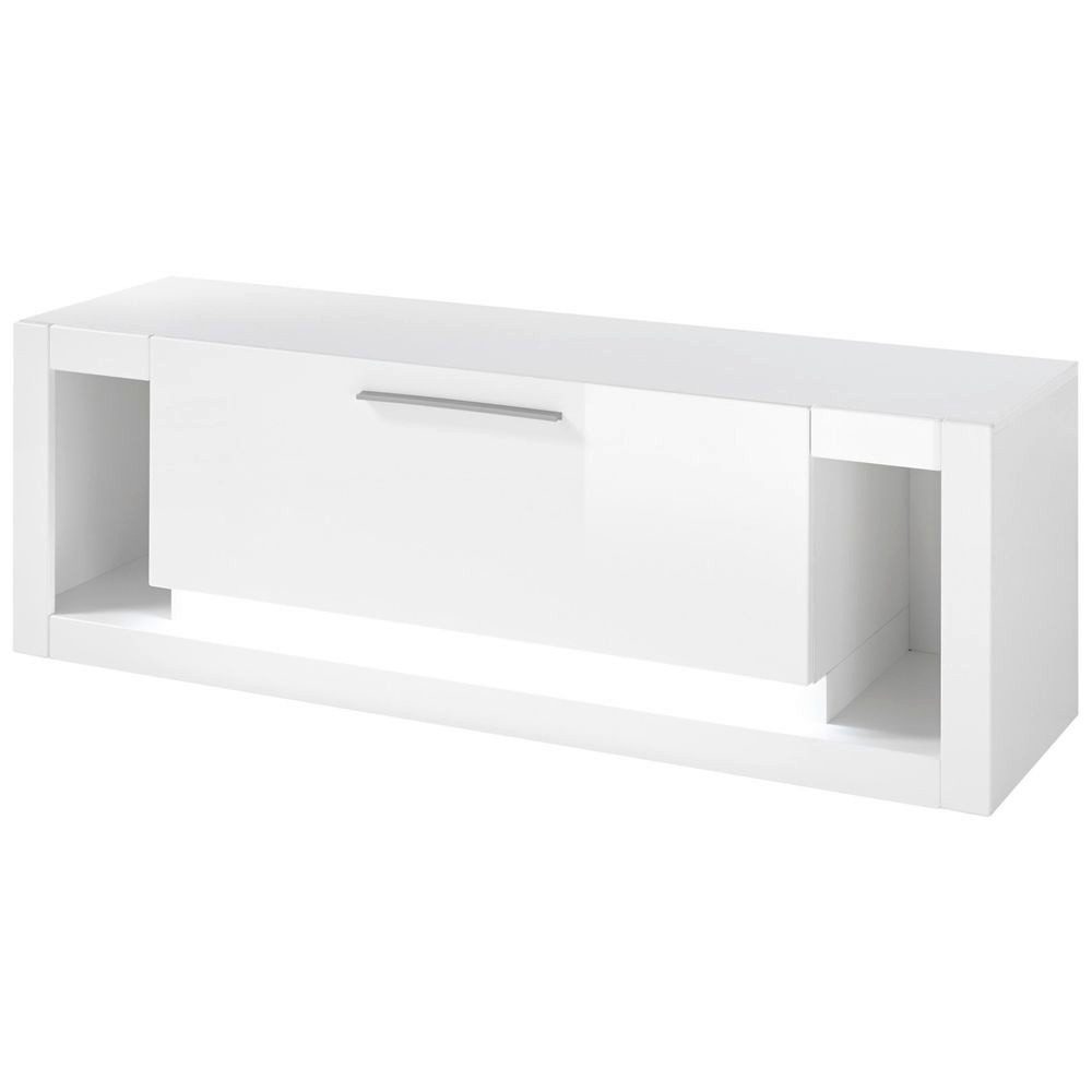 Lomadox Lowboard Mailand-61, Konsole TV-Schrank Medienschrank 150cm breit weiß hochglanz