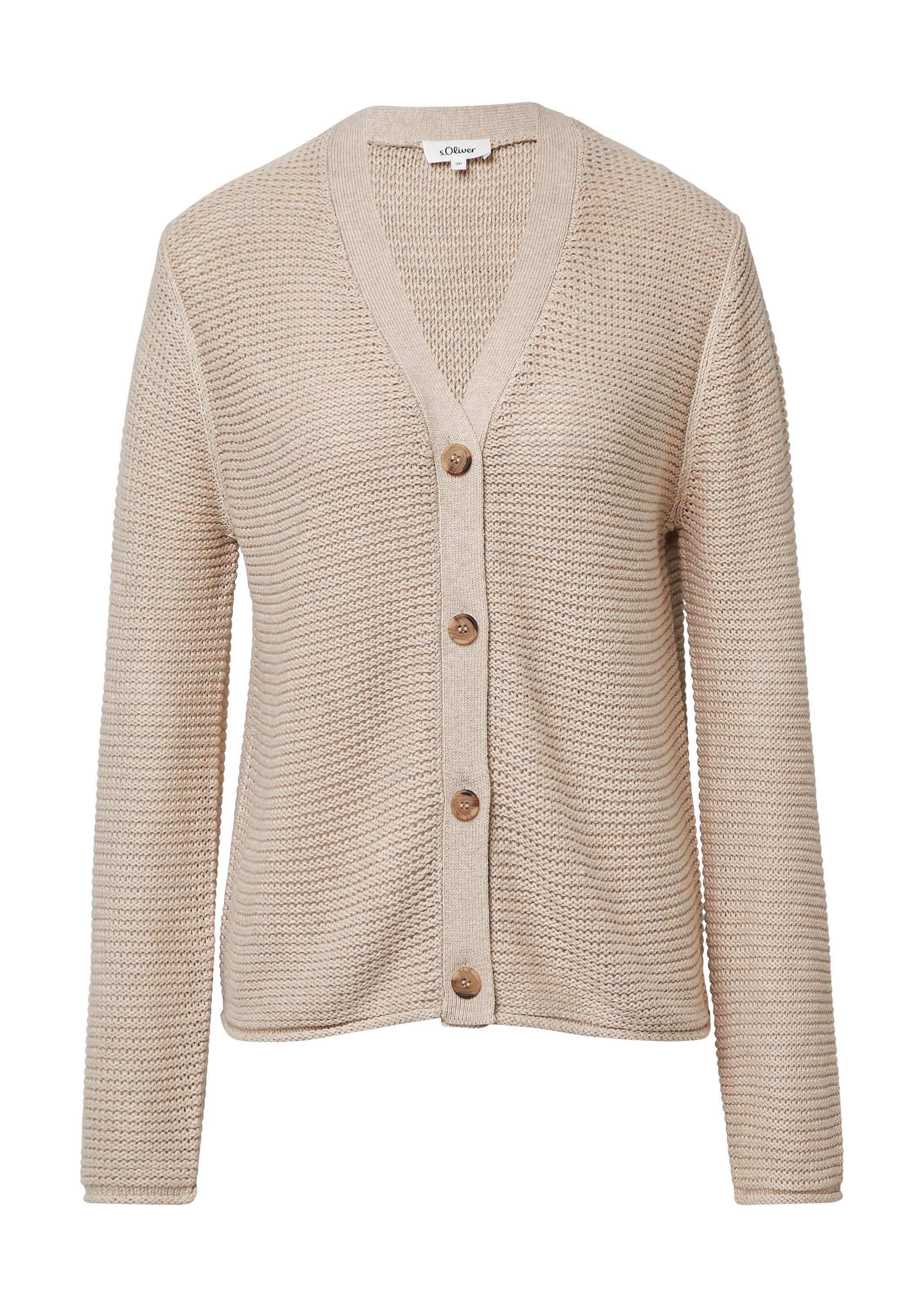 s.Oliver Cardigan Strickjacke Strickjacke in Ripp-Optik mit Knopfleiste günstig online kaufen