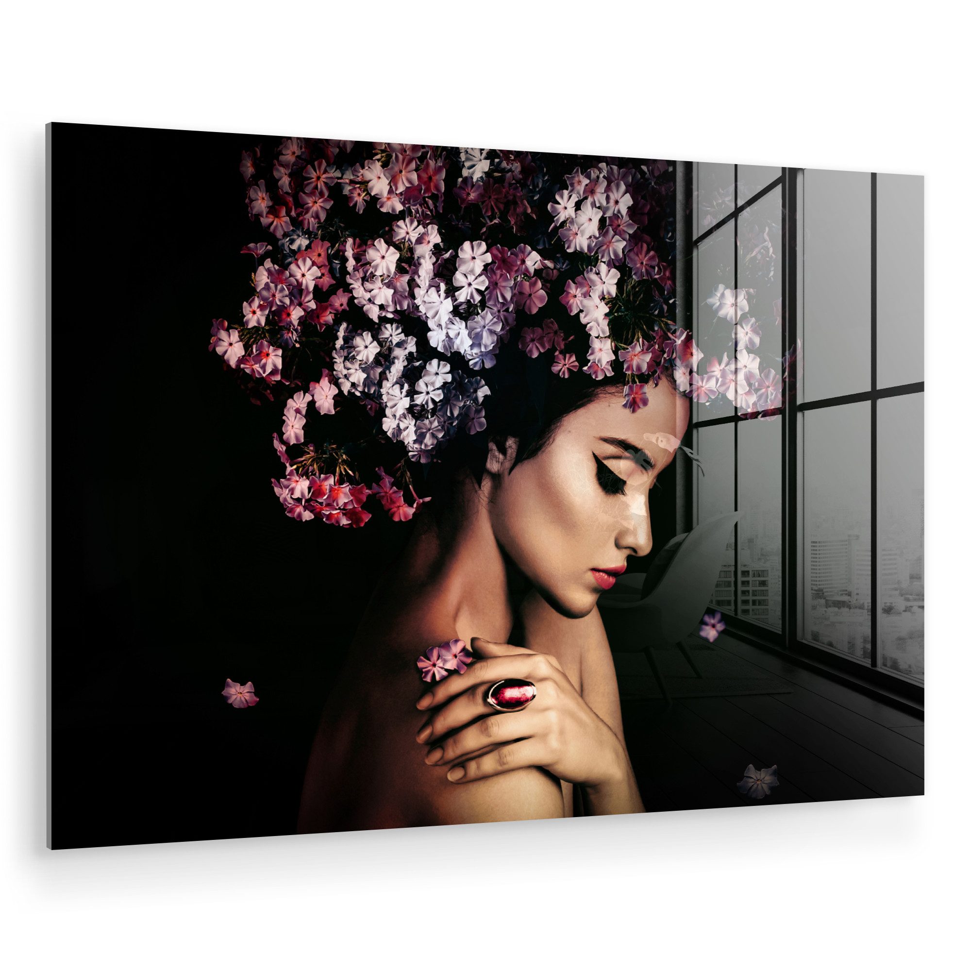 MuchoWow Acrylglasbild Blossom - Frau - günstig online kaufen