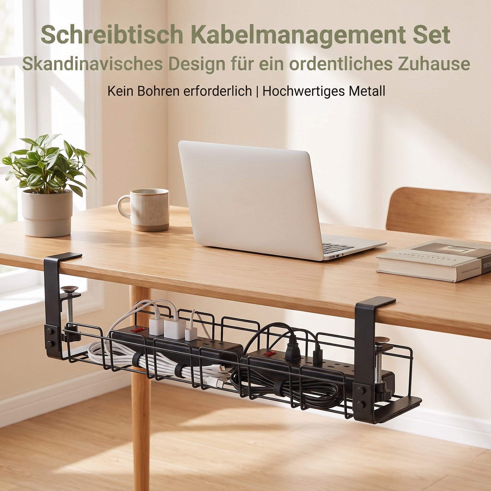 AIMAX Kabelbox Kabelorganizer für Schreibtisch – Bohrfreie Montage