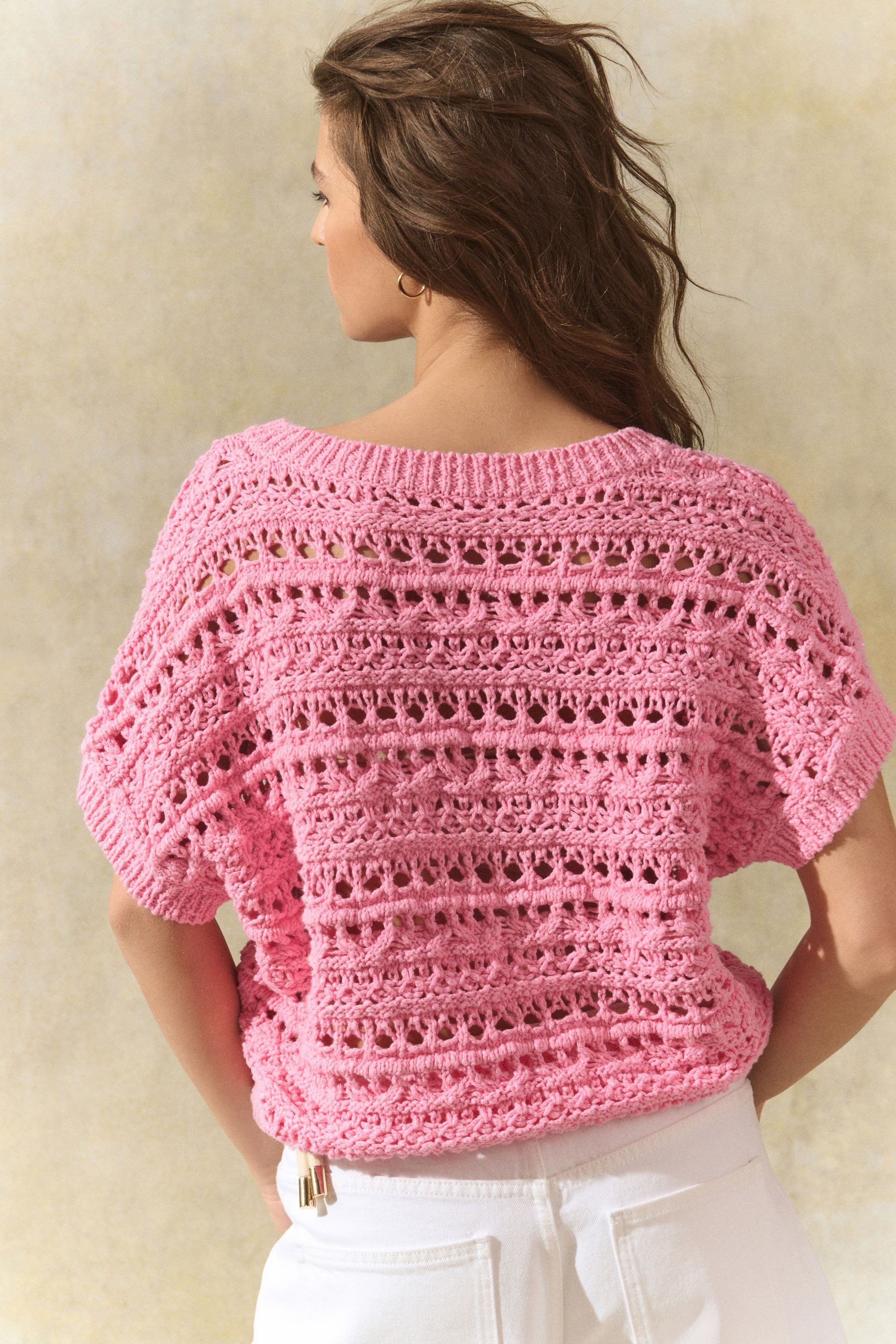 Next V-Shirt Häkel-Top mit V-Ausschnitt aus Baumwolle (1-tlg) günstig online kaufen