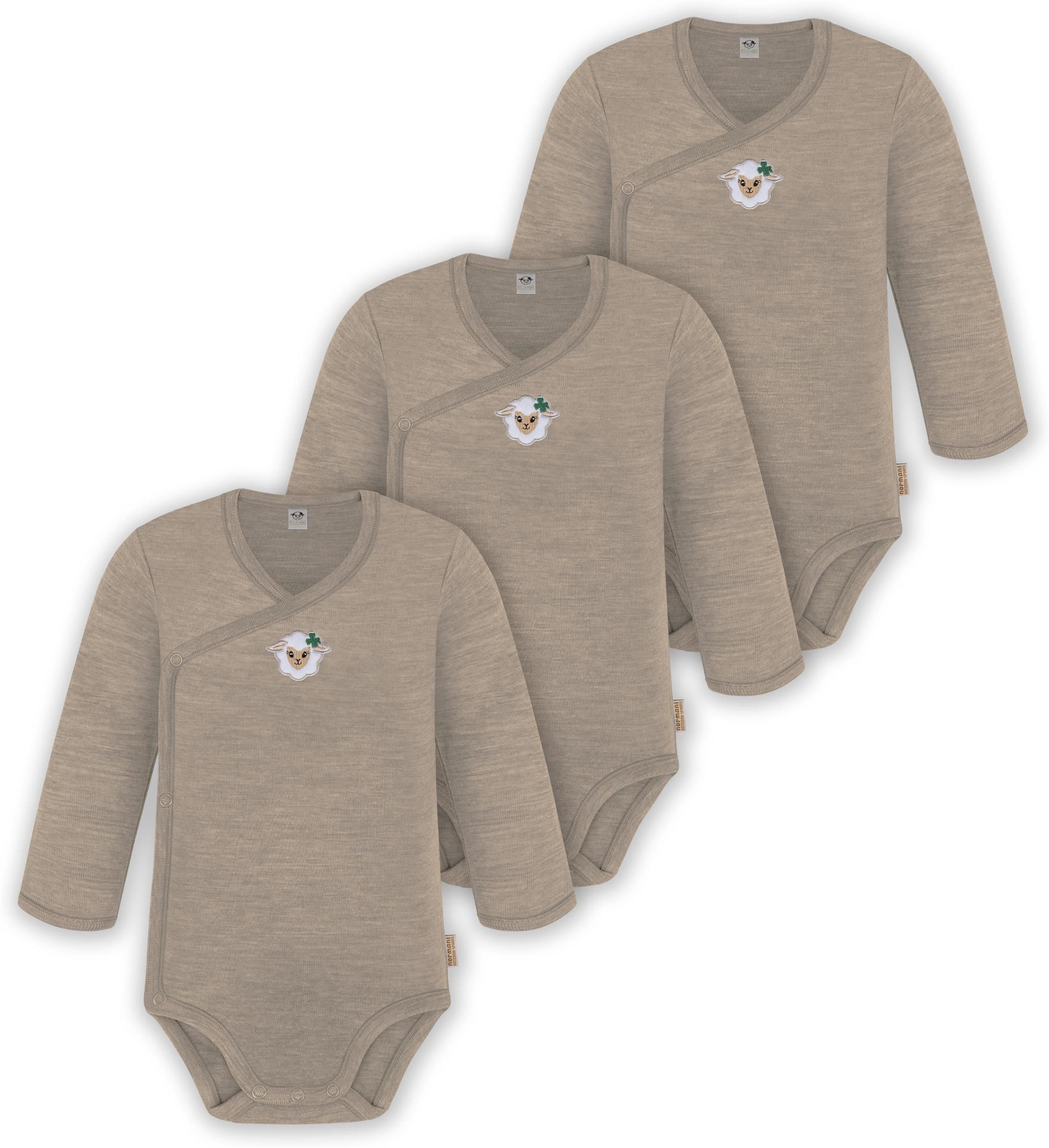 Langarmwickelbody 3er Pack Multipack Baby-Body Merino Wickelbody