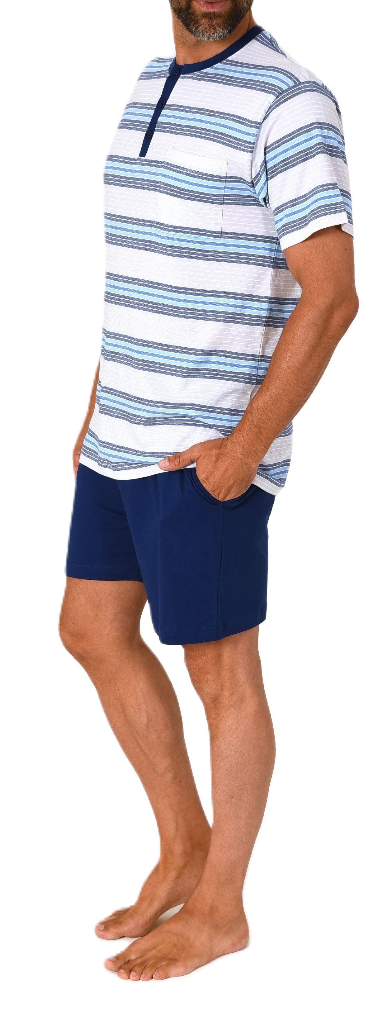 Normann Pyjama Normann Herren kurzarm Schlafanzug Shorty mit Knopfleiste am Hals – Bild 4 von 5
