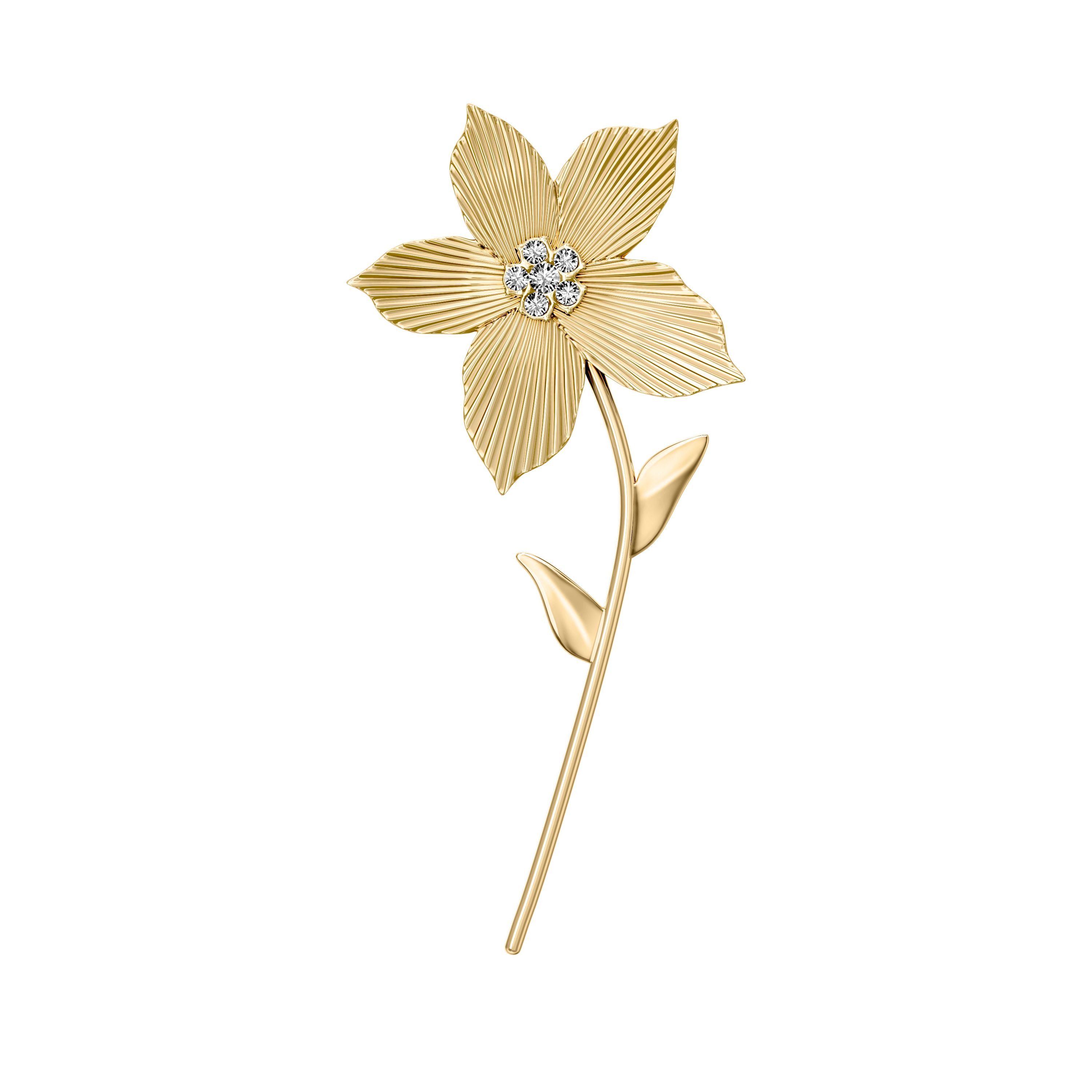 Fossil Anstecknadel Schmuck Geschenk Edelstahl Brosche Blume Sutton, mit Glassteinen