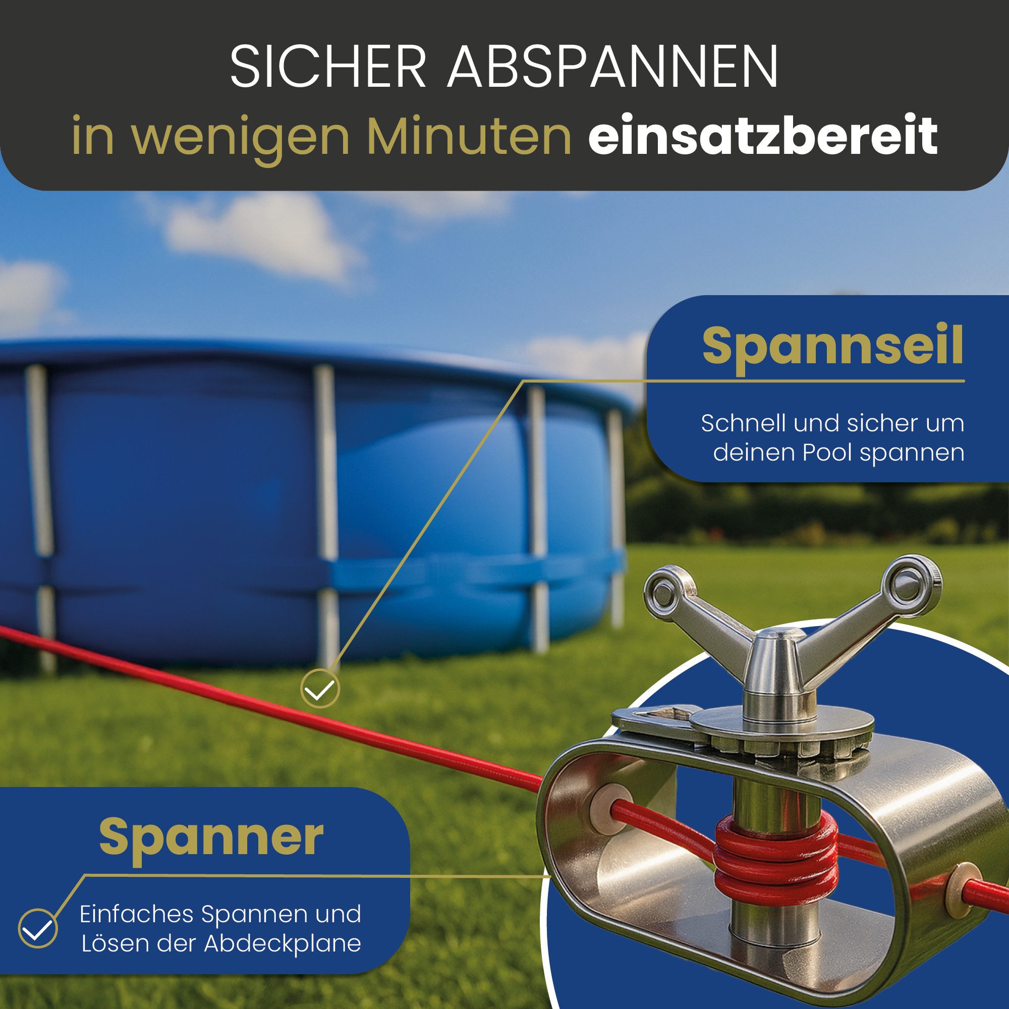 HAF Pool-Abdeckplane Abdeckplane 110 + 180g/m² Oval Achtform Sommer Winter Pool (Poolabdeckung Oval / Achtform, 1-St., in verschiedenen Größen erhältlich), aus  – Bild 4 von 5