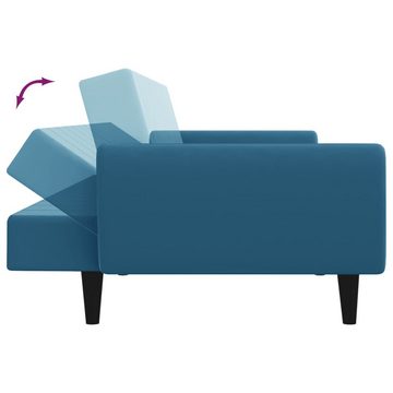 vidaXL Sofa Schlafsofa 2-Sitzer mit Fußhocker Blau Samt