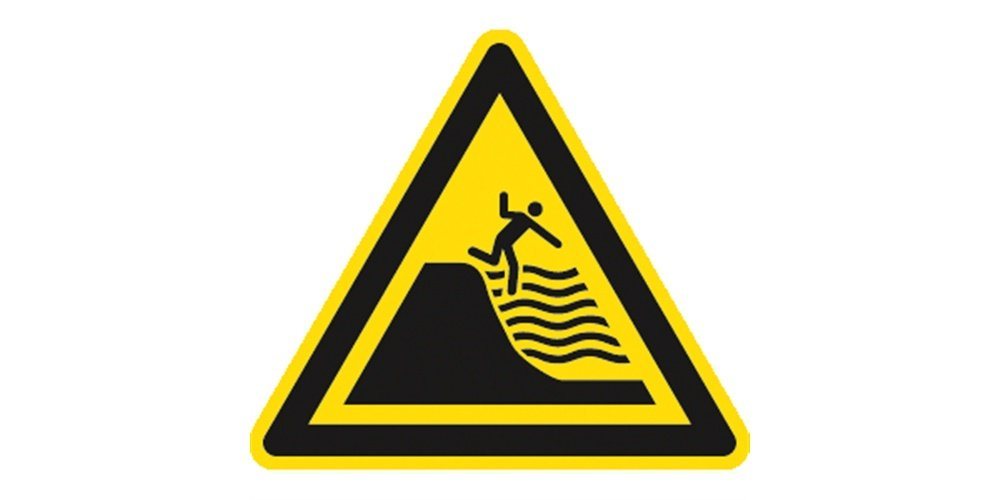 Thumbnail - König Werbeanlagen Hinweisschild Warnung vor steil abfallendem Strand, Symbolschild, ISO 20712-1