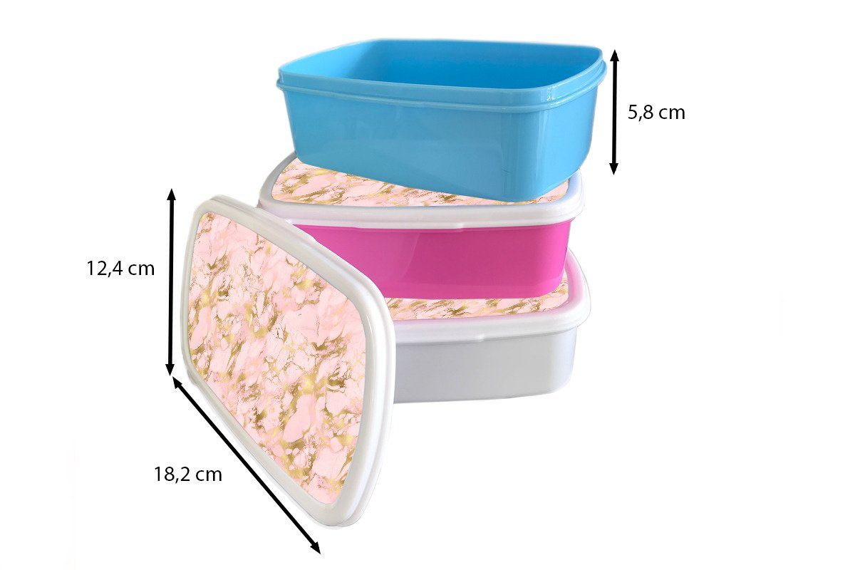 MuchoWow Lunchbox Mädchen Erwachsene, Jungs und Kunststoff, für weiß (2-tlg), Gold für Brotbox Muster und - Kinder Rosa, - Brotdose, - Marmor