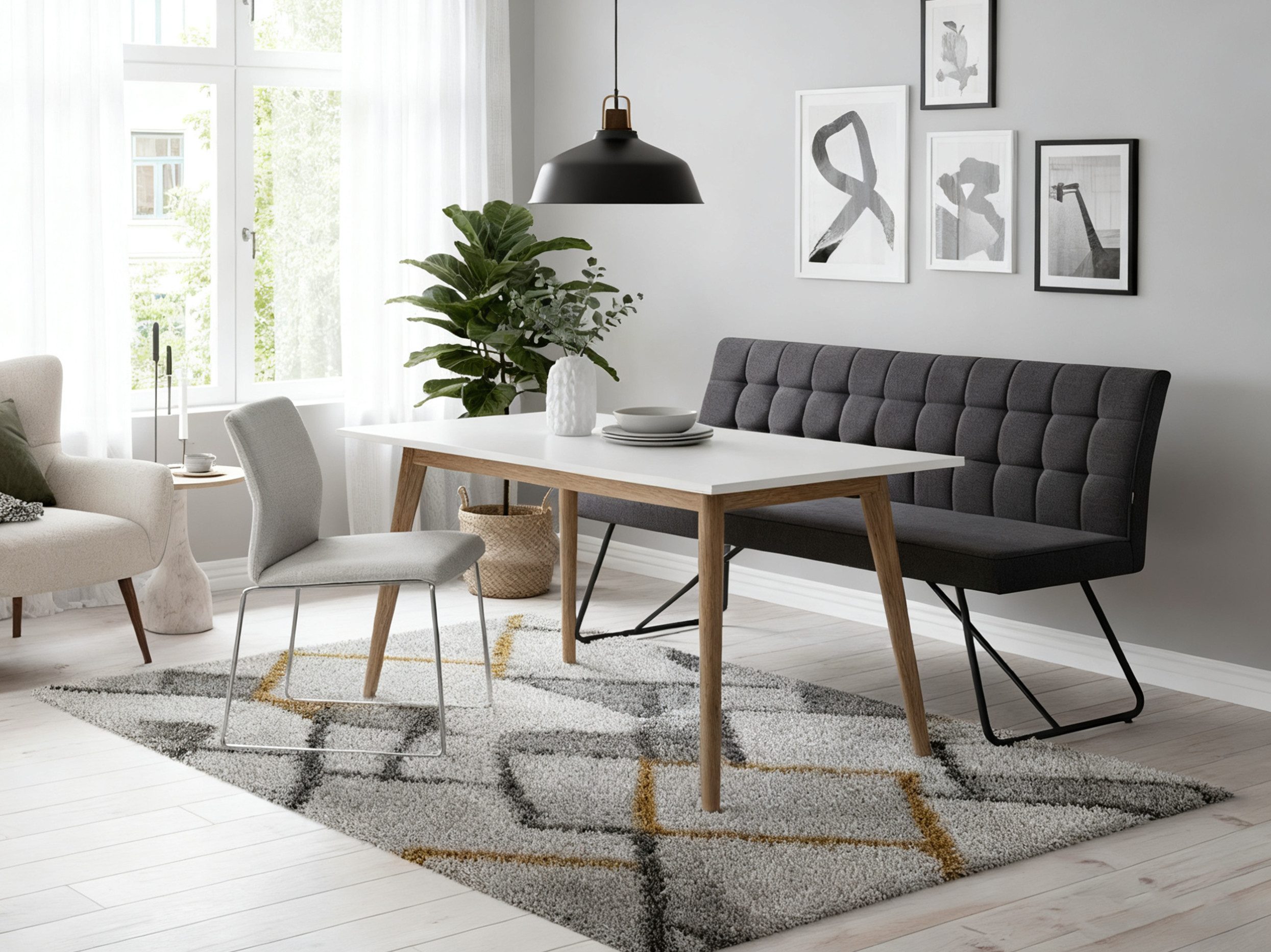 B&D home Essbank LINA, gepolstert, stabiles Metallgestell, mit Rückenlehne, in 140 oder 160cm