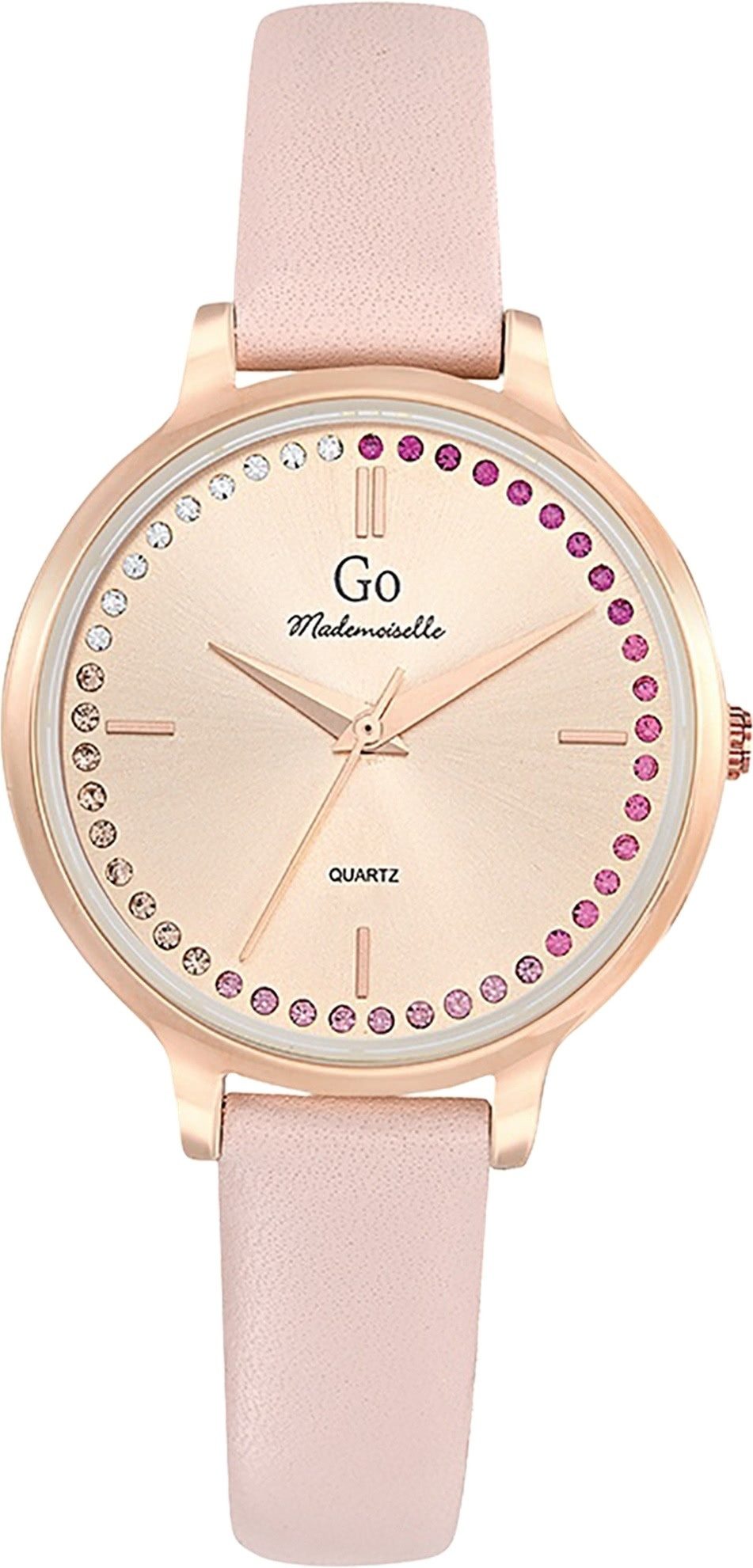 Girl Only Quarzuhr Girl Only GO Damen Armbanduhr, (Analoguhr), Damenuhr GO pink, mittel (ca. 32mm) Lederarmband, Fashion-Style