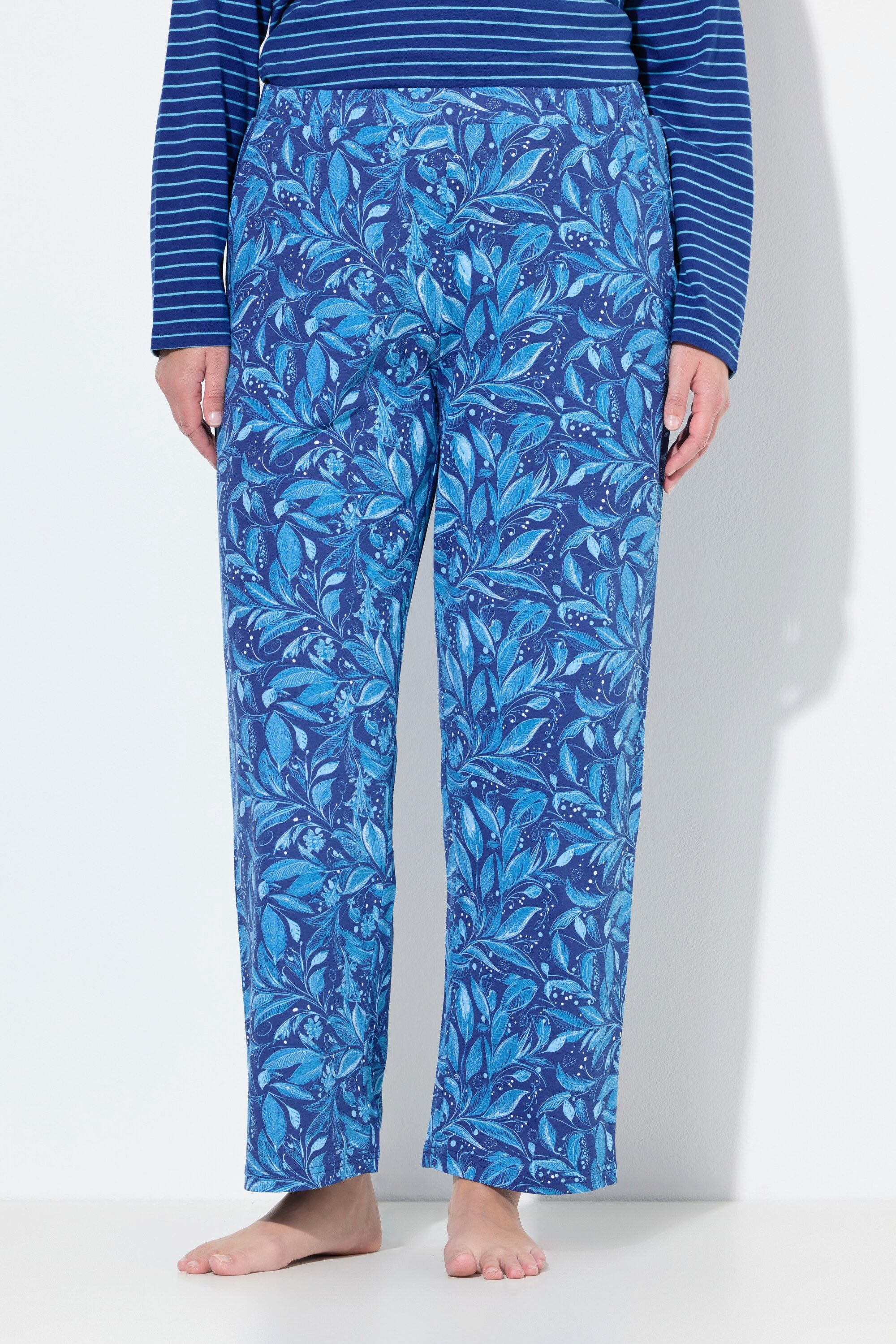 Ulla Popken Pyjama Pyjamahose Blätter Taschen günstig online kaufen