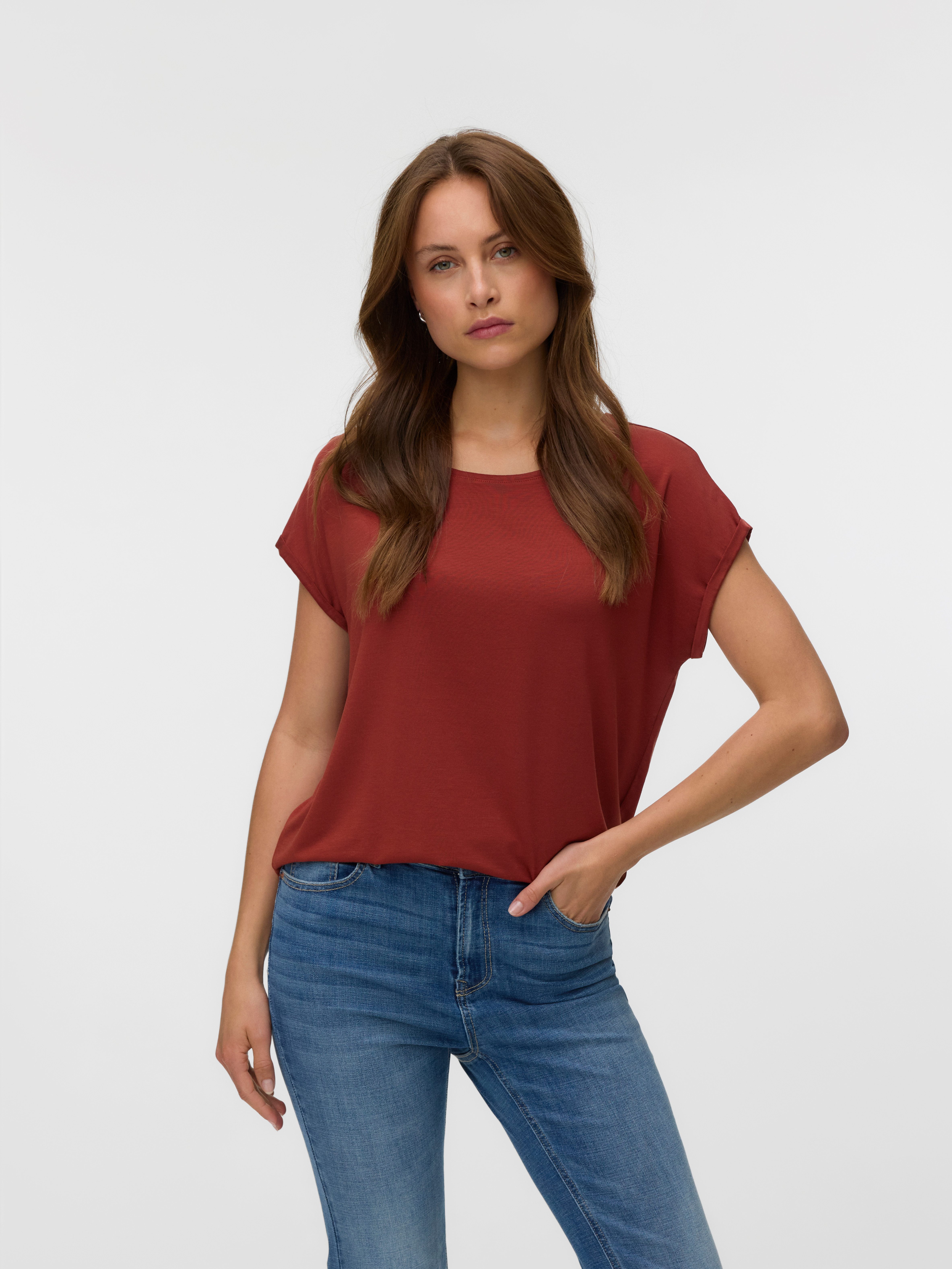 Vero Moda T-Shirt VMAVA PLAIN SS TOP JRS NOOS Materialmix, regular fit