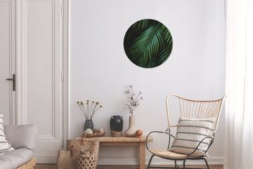 MuchoWow Gemälde Palmenblätter - Palmen - Tropisch, (1 St), Kreis Wanddekoration Forex, Rundes Wandbild, Wohnzimmer, 30x30 cm