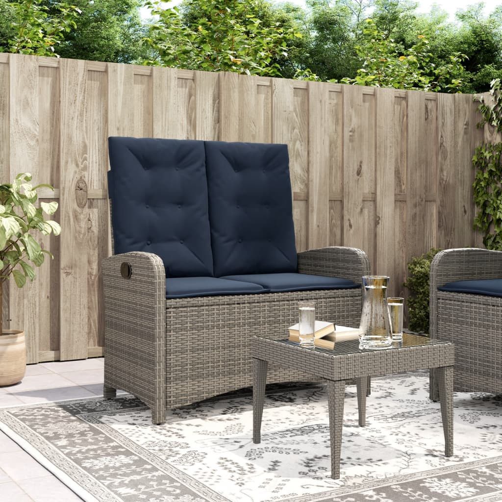 Gartenbank Garten-Relaxbank Grau 105x59x93 cm verstellbar mit Kissen